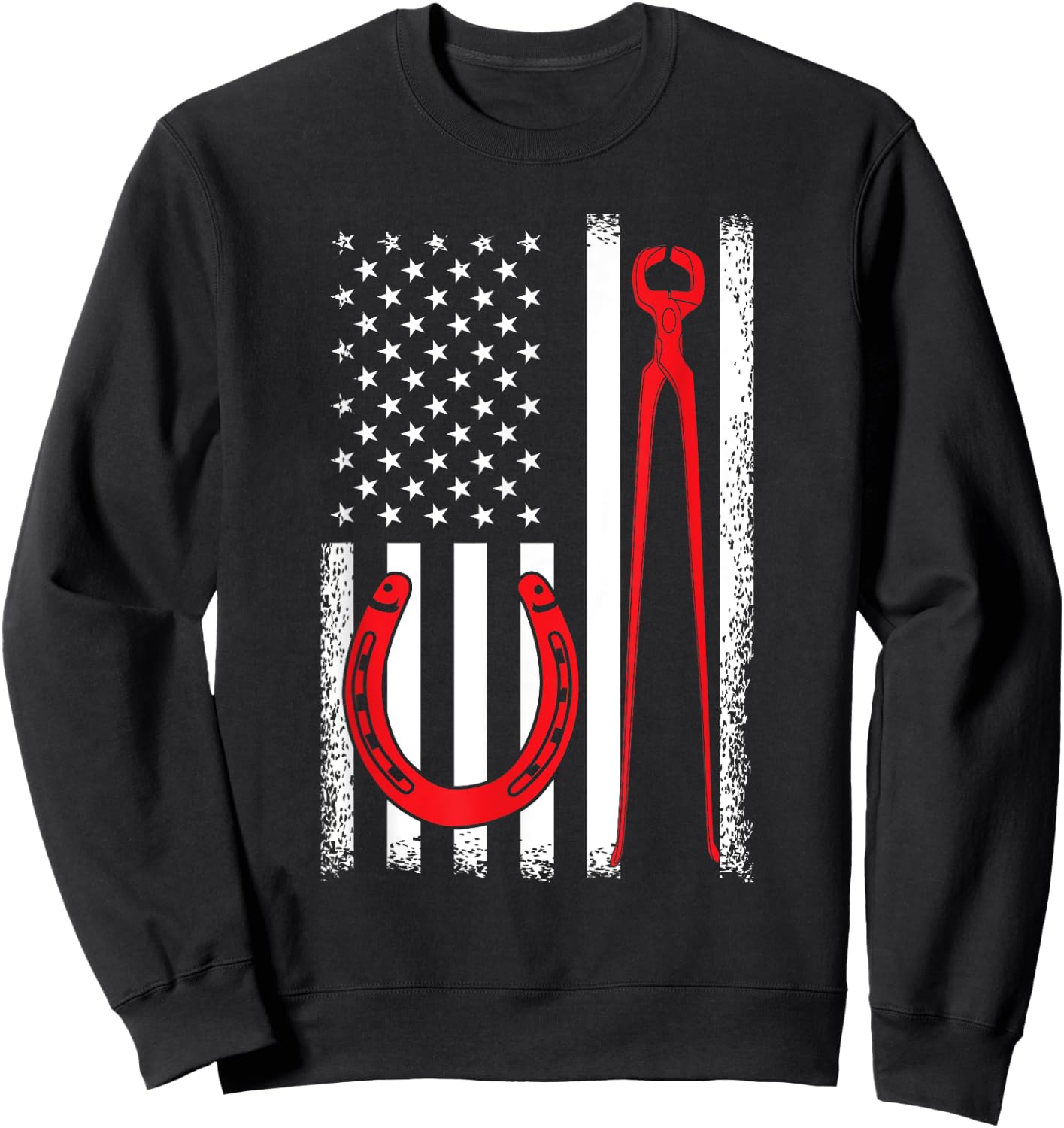 Farrier Patriot USA Flag Funny 4th Of July Horseshoeing Gift Women Girls Kids Men Sweatshirt - Sweatshirt | Black