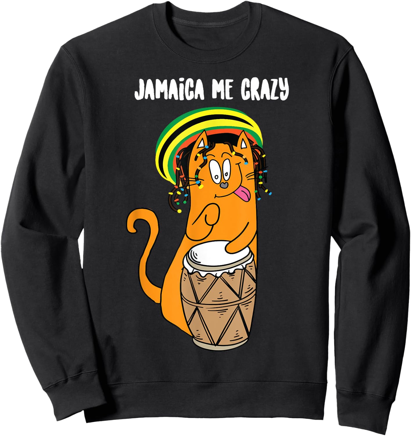 Funny Jamaica Me Crazy | Cute Jamaican Reggae Cat Gift Lover Women Girls Kids Sweatshirt - Sweatshirt | Black