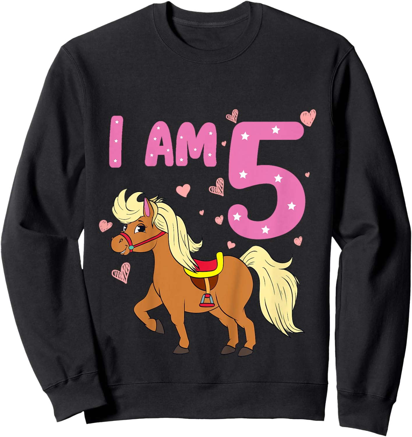 Pony Girl 5th Birthday Horse 5 Years Old Girls Pony Birthday Sweatshirt - Sweatshirt | Black