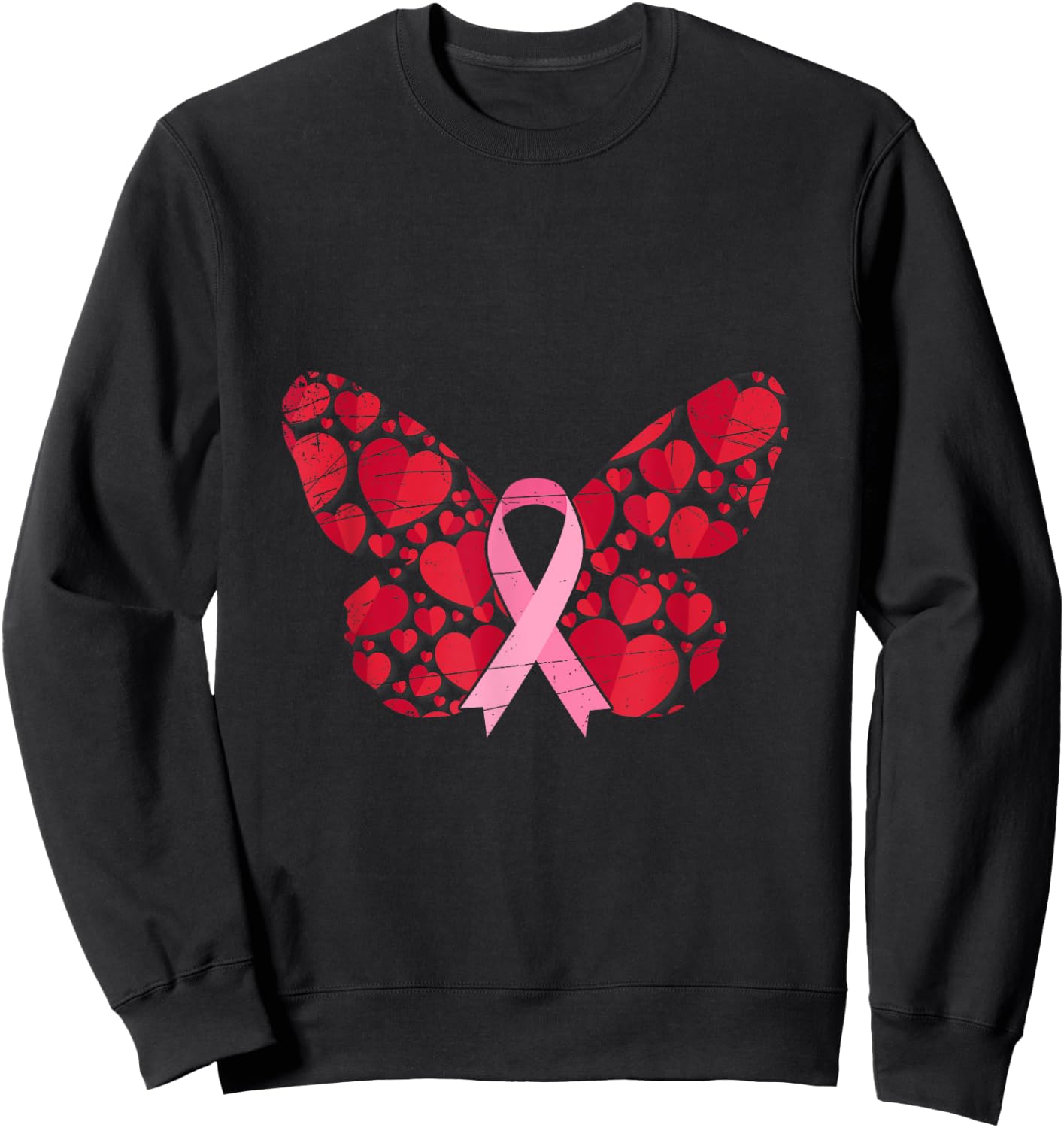 Cancer Survivor Butterfly Women Gift Breast Cancer Awareness Sweatshirt - Sweatshirt | Black