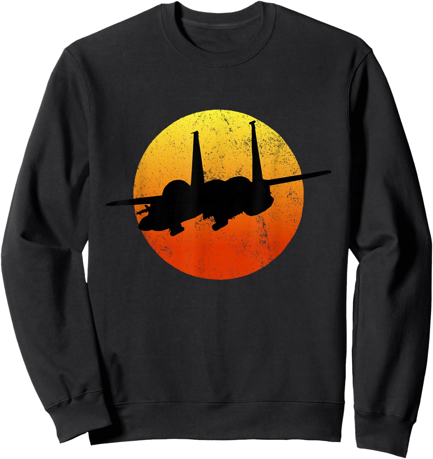 F-15 Eagle Silhouette Retro Sunset Jet Flies F15 Sweatshirt - Sweatshirt | Black