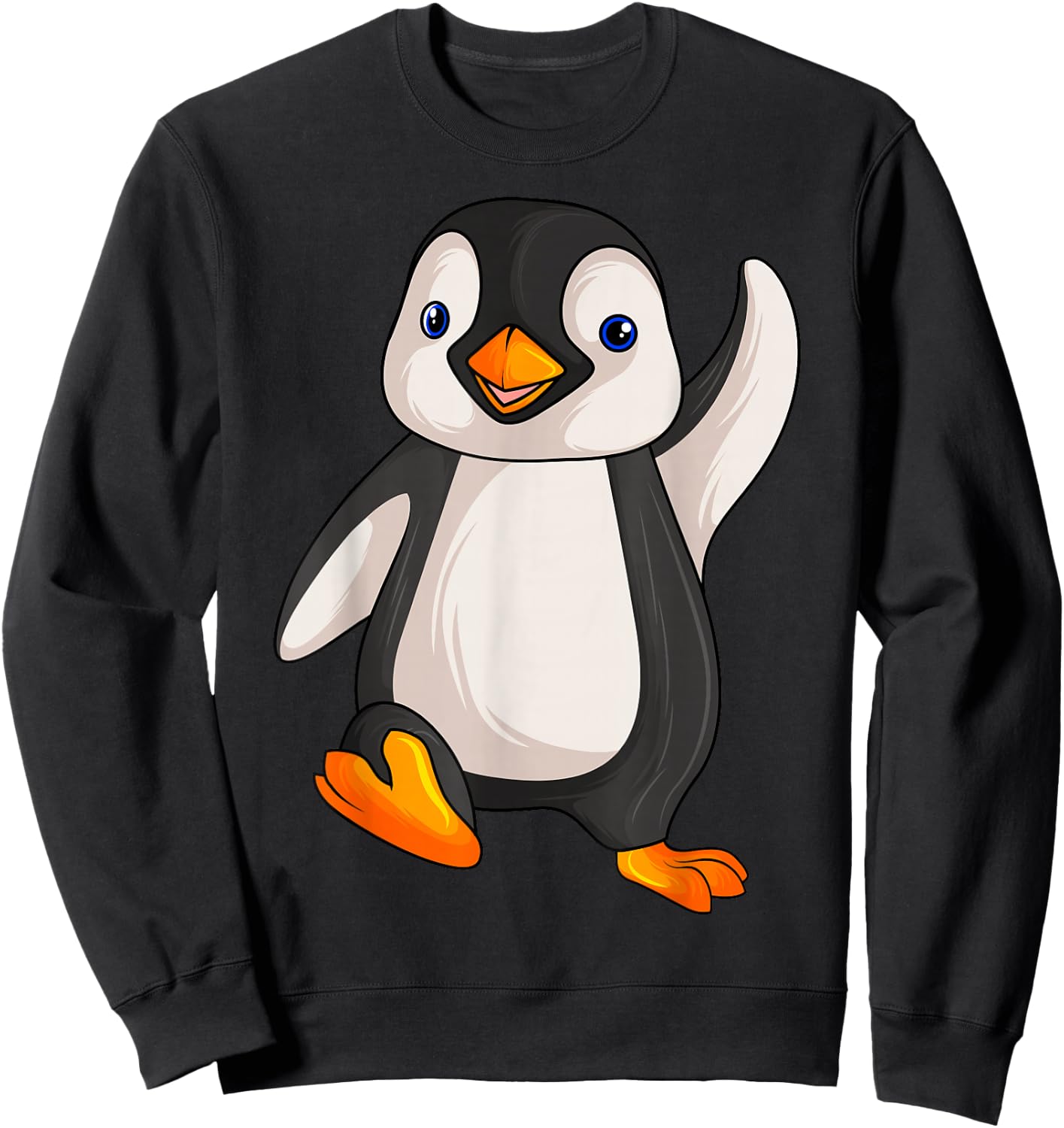 Funny Penguin Apparel Gift Ideas -Adults Kids Children Birthday Gift Penguin Animal Print Black Small Classic Fit Short Sleeve Sweatshirt - Sweatshirt | Black