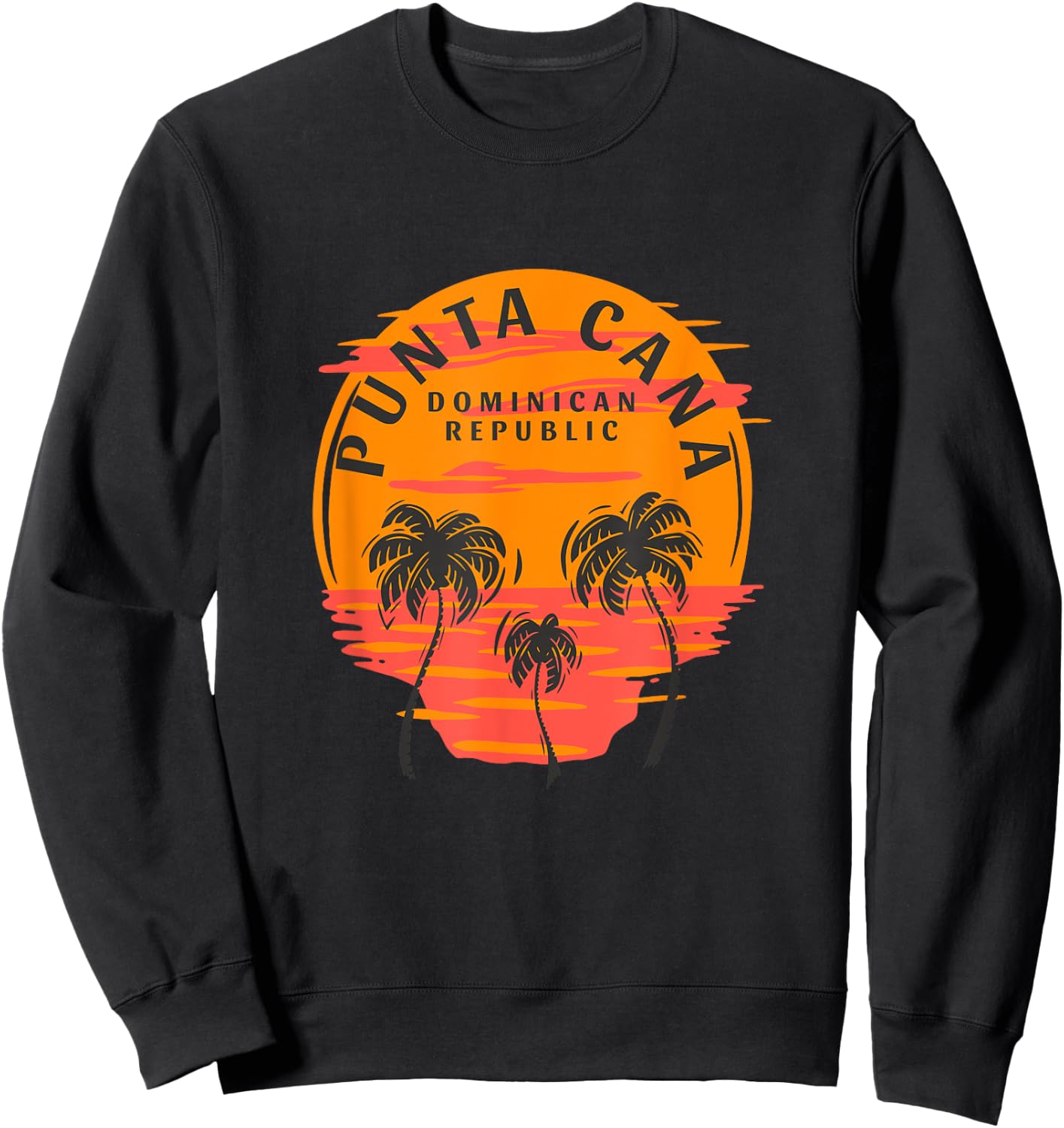 Retro Punta Cana Dominican Republic Palm Trees Sunset Skull Sweatshirt - Sweatshirt | Black