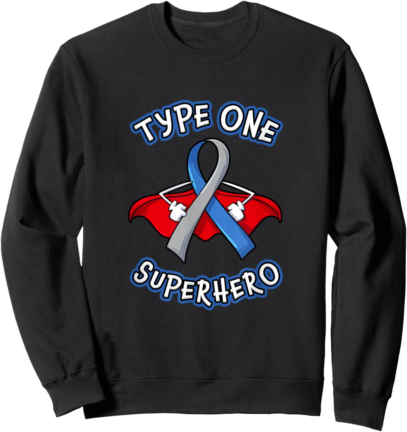 Type 1 Diabetes Superhero Awareness Diabetic Boys Girls Sweatshirt - Sweatshirt | Black