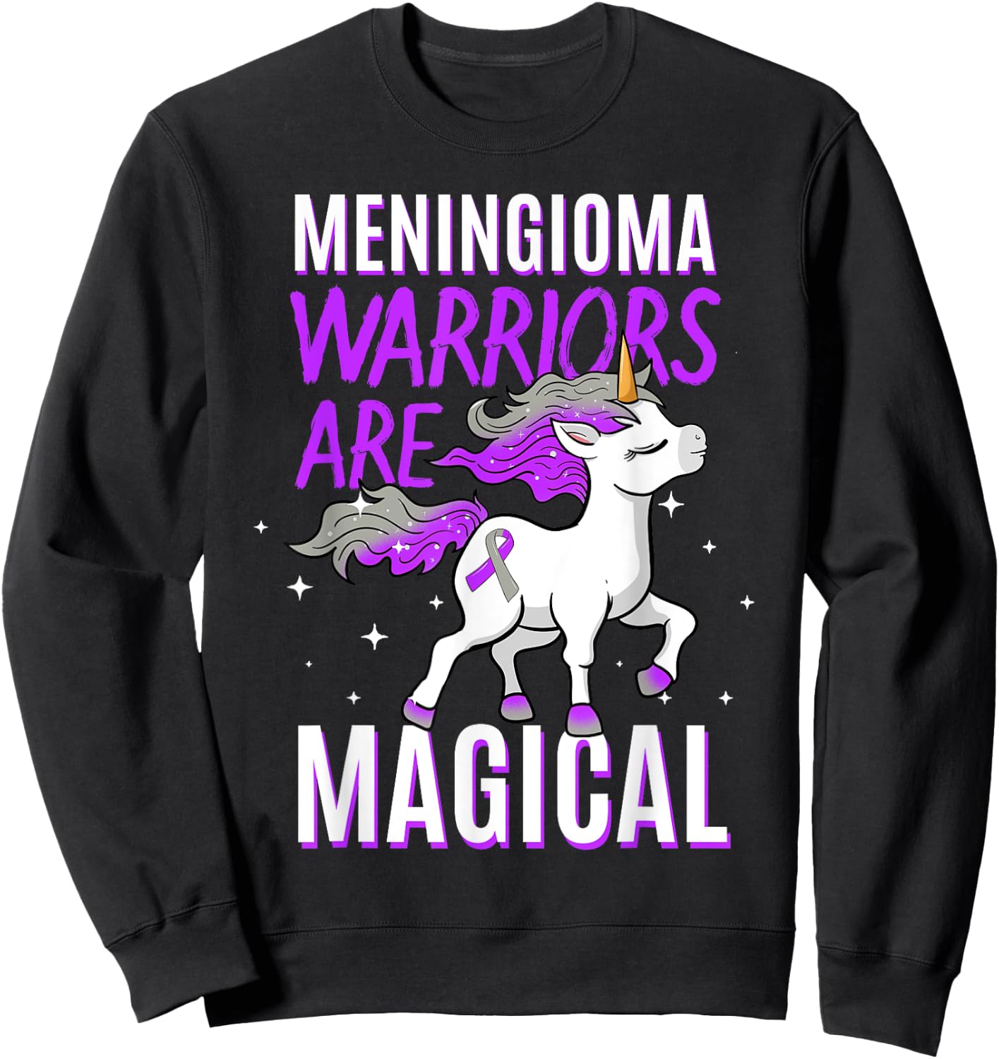 Warriors Are Magical Meningioma Brain Tumor Cancer Awareness Sweatshirt - Sweatshirt | Black