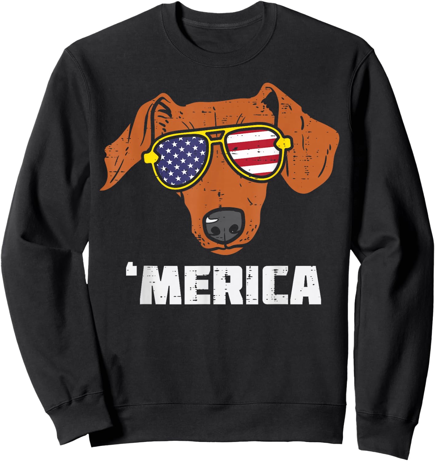 Dachshund Wiener American USA Flag 4th Of July Fourth Dog Sweatshirt - Sweatshirt | Black