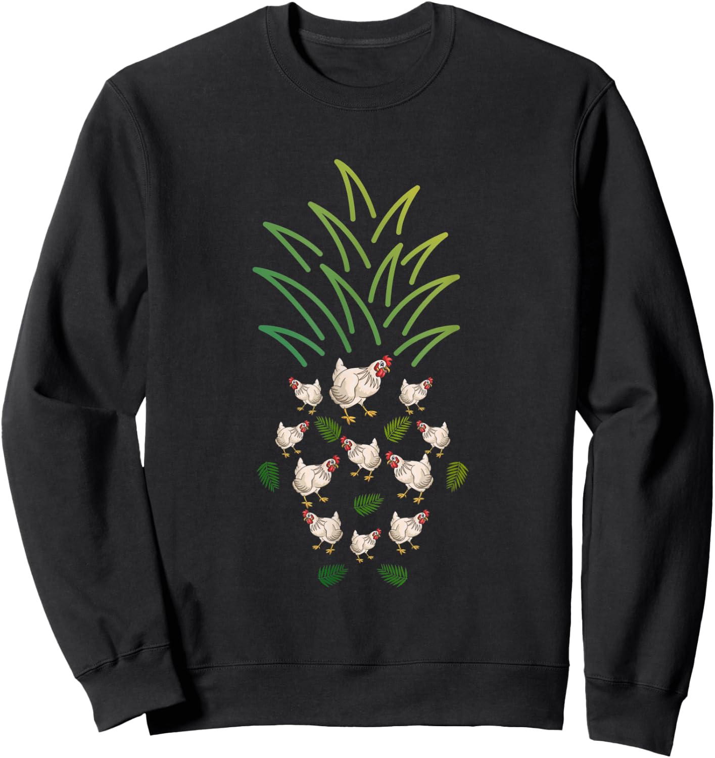 Cute Farm Animal Funny Chicken Pineapple Sweatshirt - Sweatshirt | Black