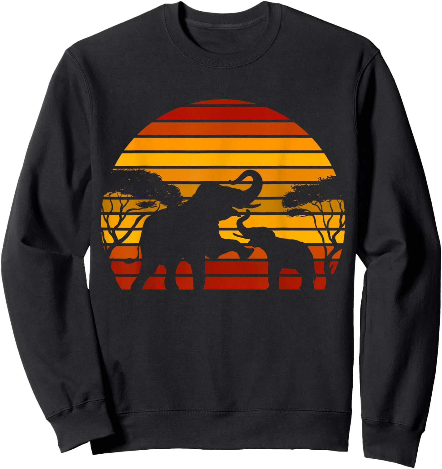 Retro Africa Savannah Zoo Animal Gift Animal Motif Elephant Sweatshirt - Sweatshirt | Black