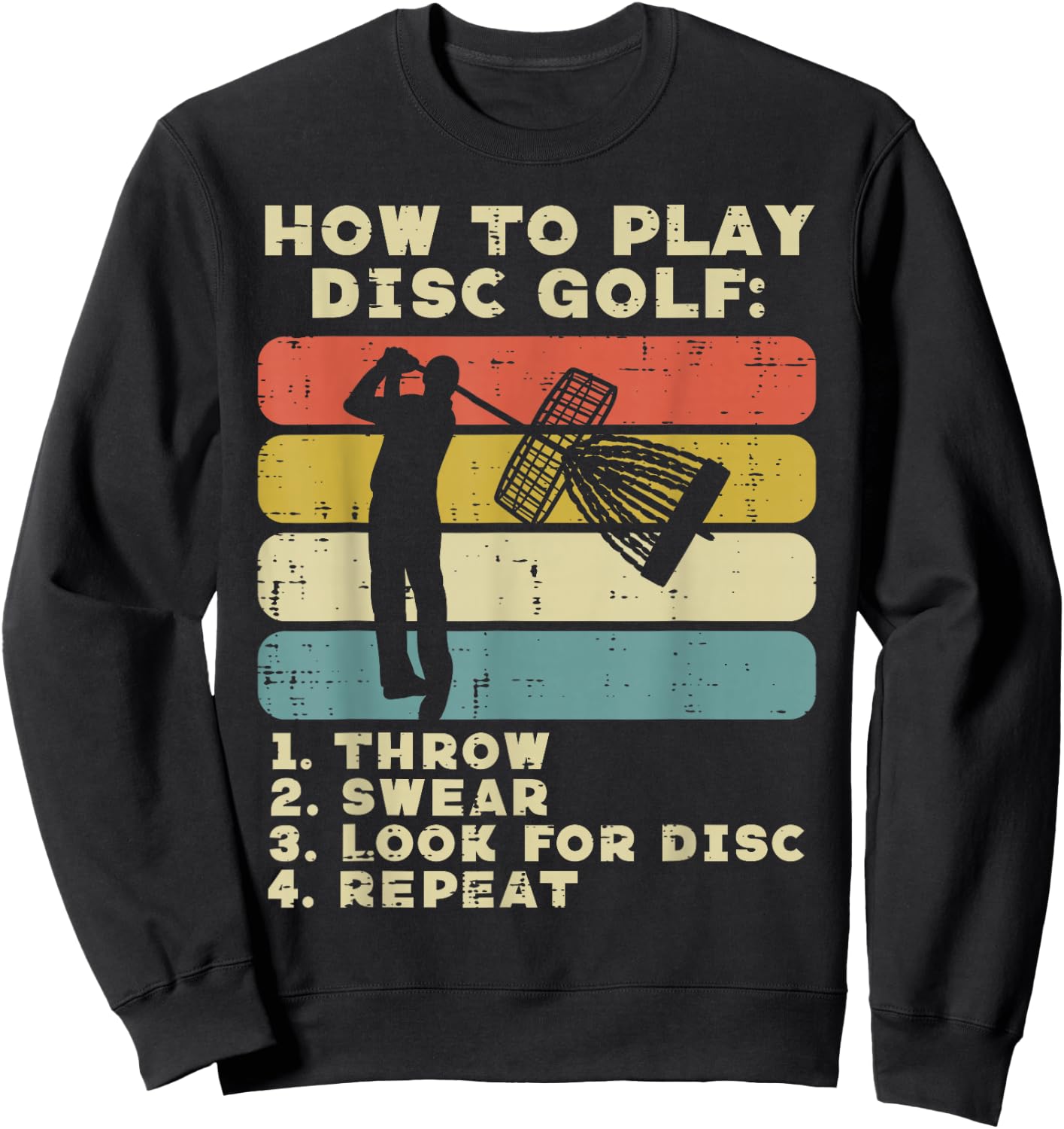 How To Play Disc Golf Sunset Retro Frisbee Golfing Golfer Sweatshirt - Sweatshirt | Black