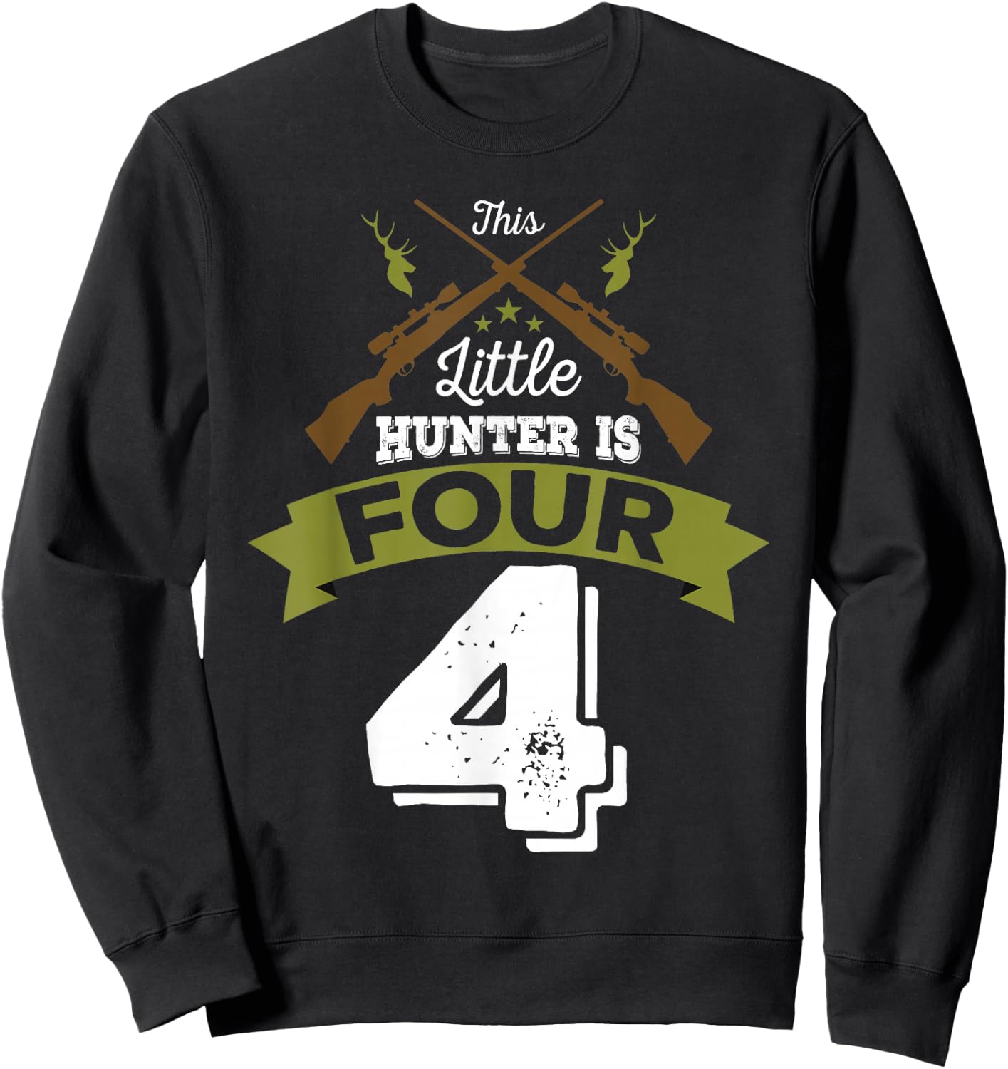 4th Birthday Deer Hunter Gift Boys Girls | 4 years old Sweatshirt - Sweatshirt | Black