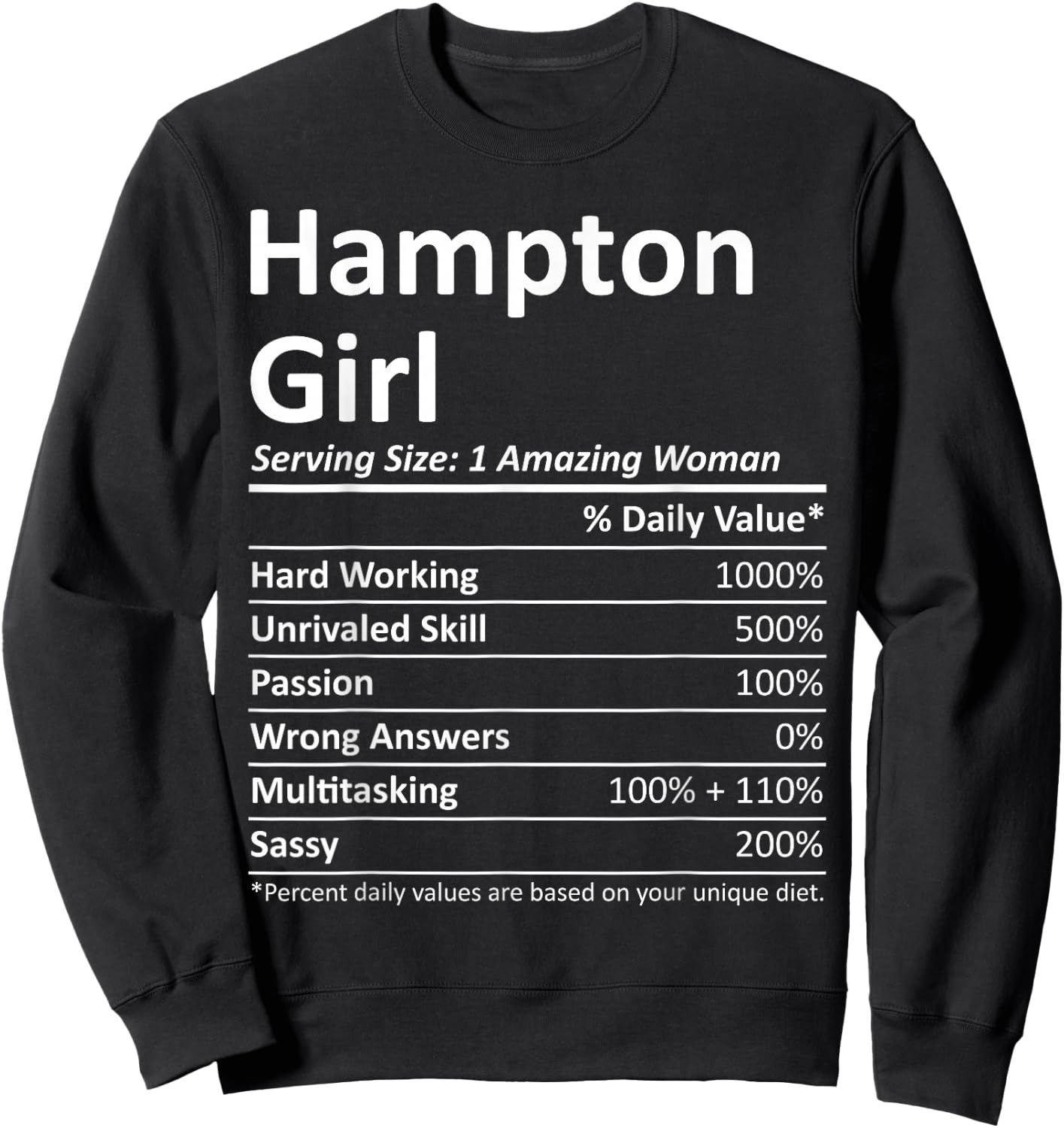 Hampton Girl VA Virginia Funny City Home Roots USA Gift Small Sweatshirt - Sweatshirt | Black