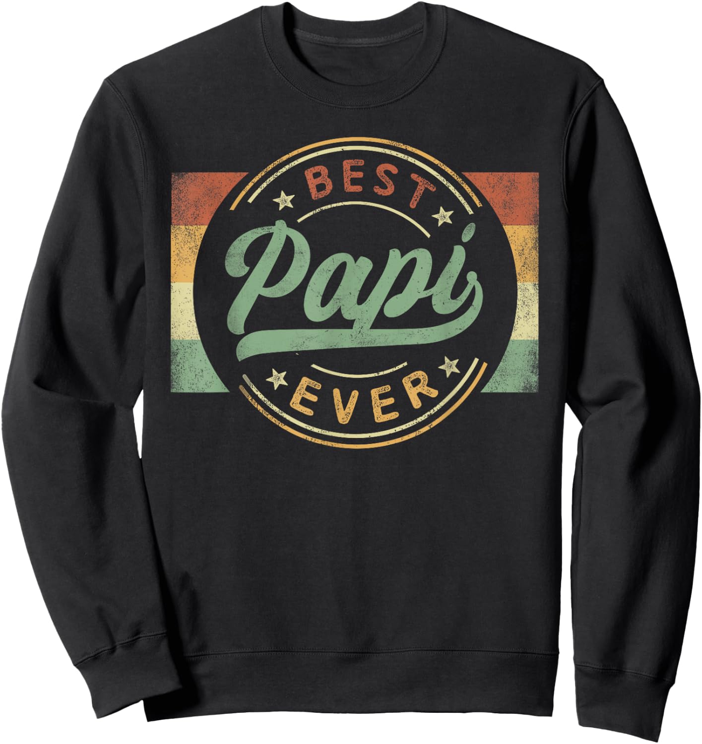 Best Papi Ever Emblem Father's Day Papi Gifts Grandpa Sweatshirt - Sweatshirt | Black