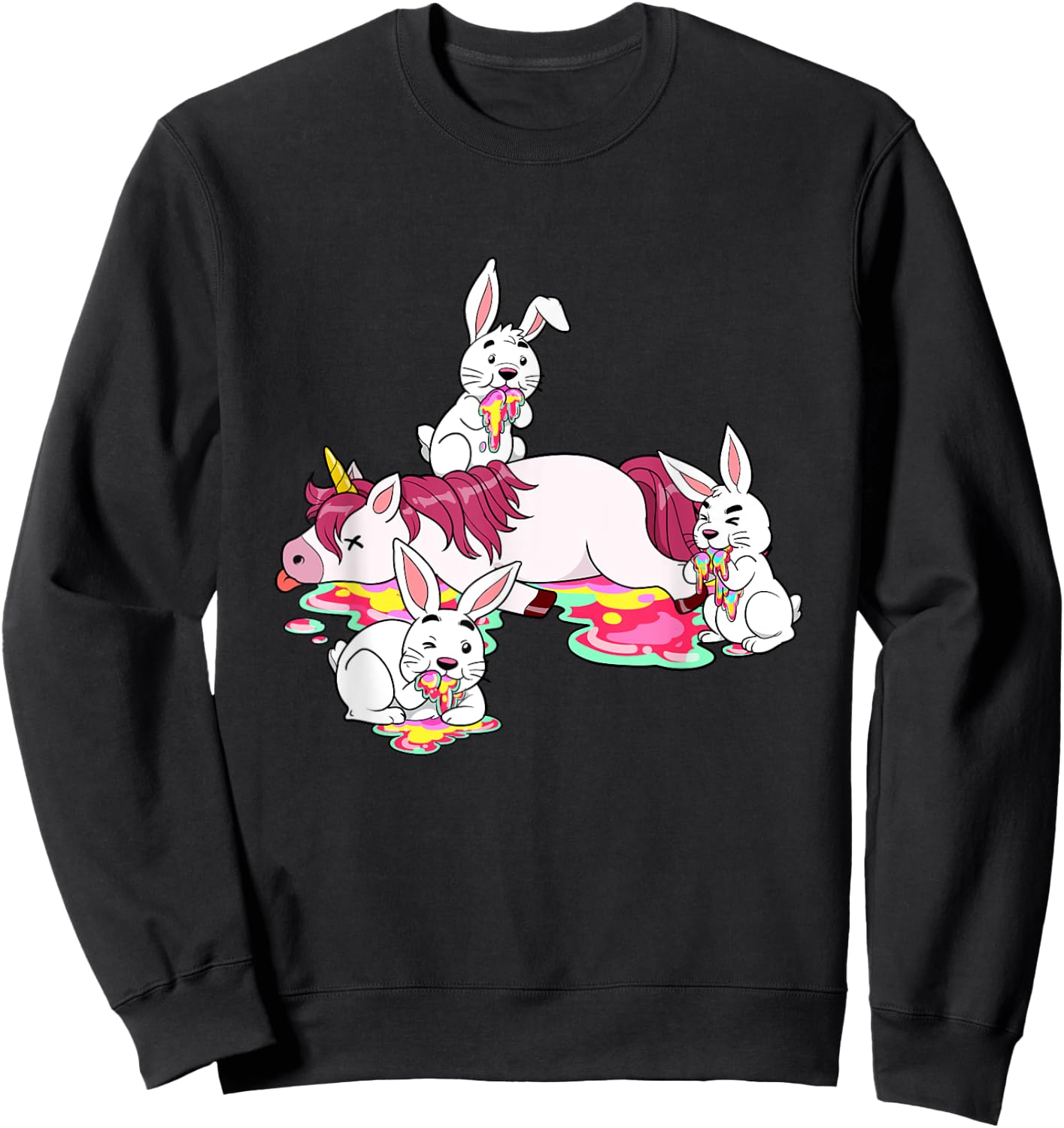 Unicorn Massacre Easter Bunny Killer Rabbit Hare Carnage Sweatshirt - Sweatshirt | Black