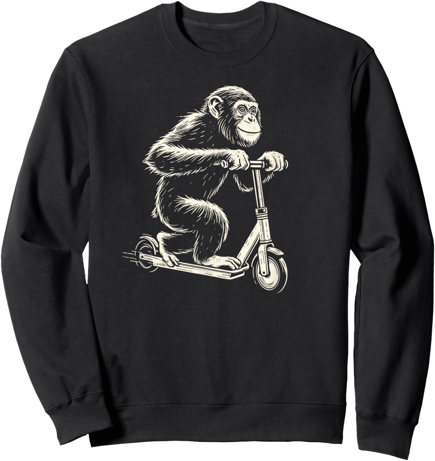 Chimpanzee On An E-Scooter Monkey Sweatshirt - Sweatshirt | Black