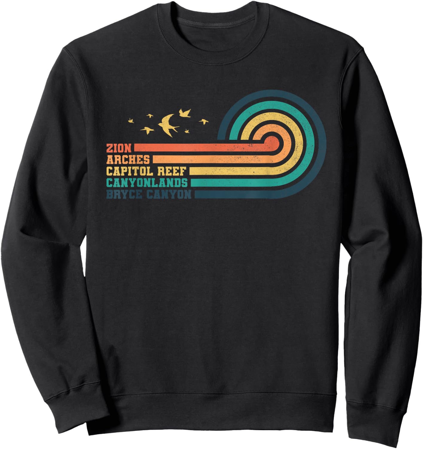 Vintage Moab Souvenir Big 5 Utah Mighty Five National Park Sweatshirt - Sweatshirt | Black