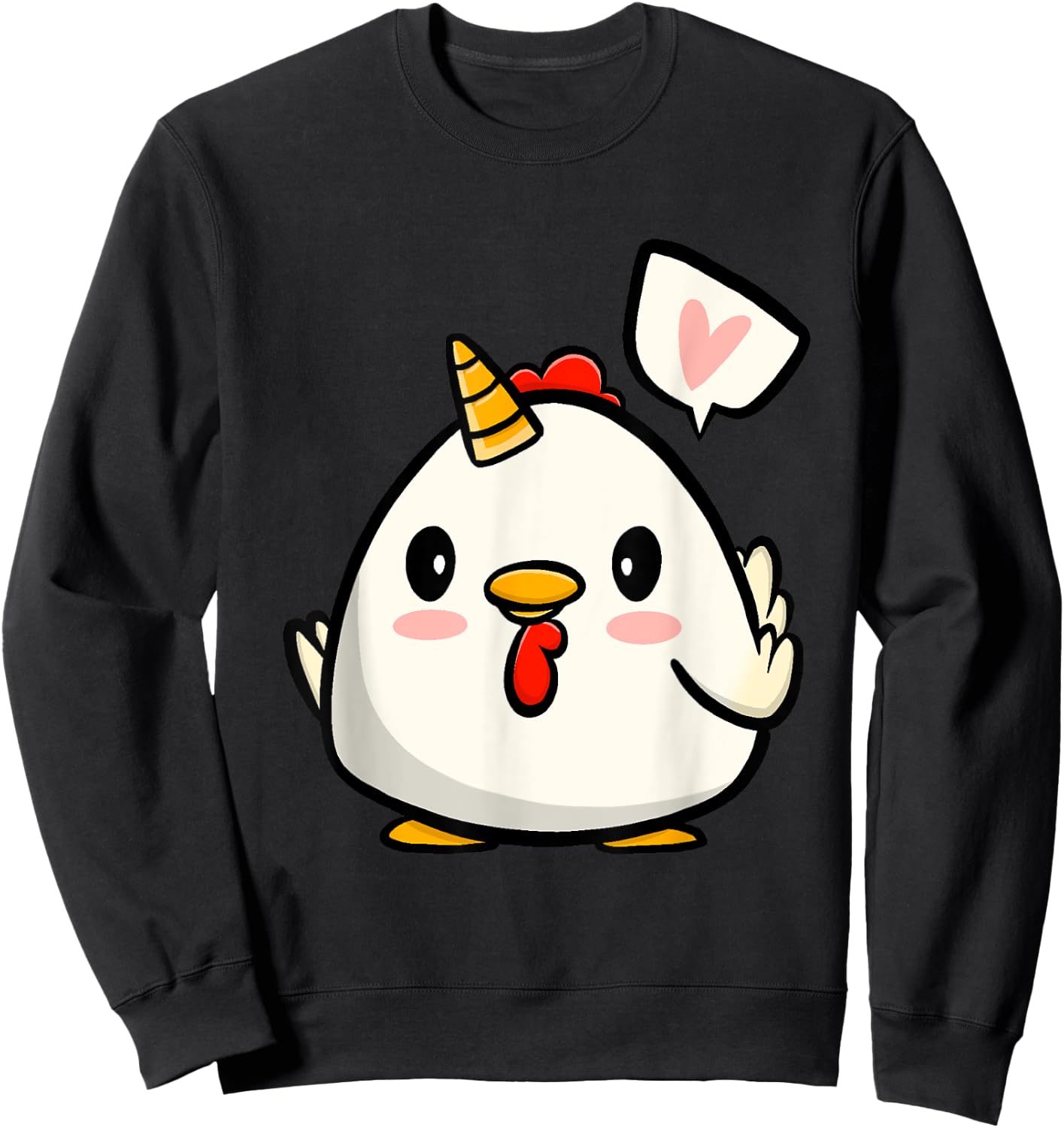 Funny Chicken Unicorn Lover Illustration Farmer Sweatshirt - Sweatshirt | Black