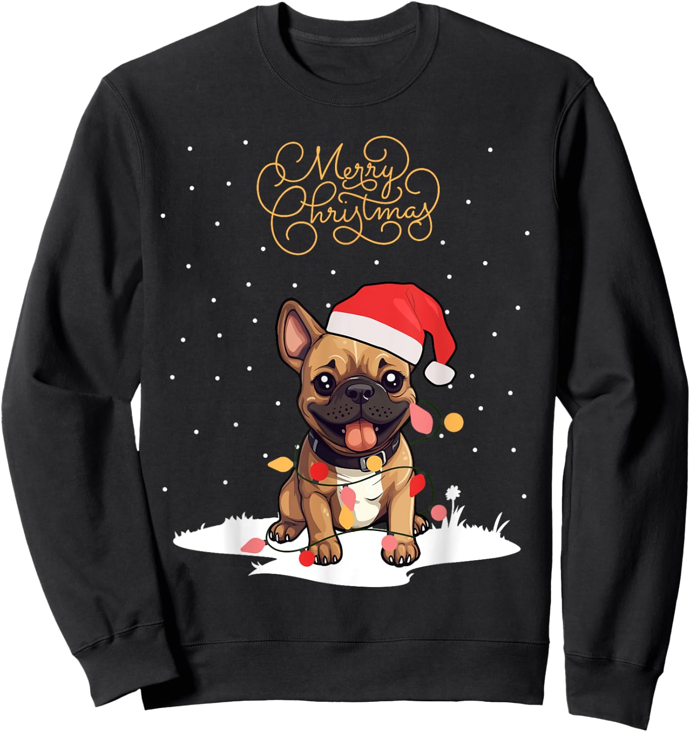 Santa Xmas Frenchie Merry Christmas French Bulldog Puppy Women Kids Sweatshirt - Sweatshirt | Black