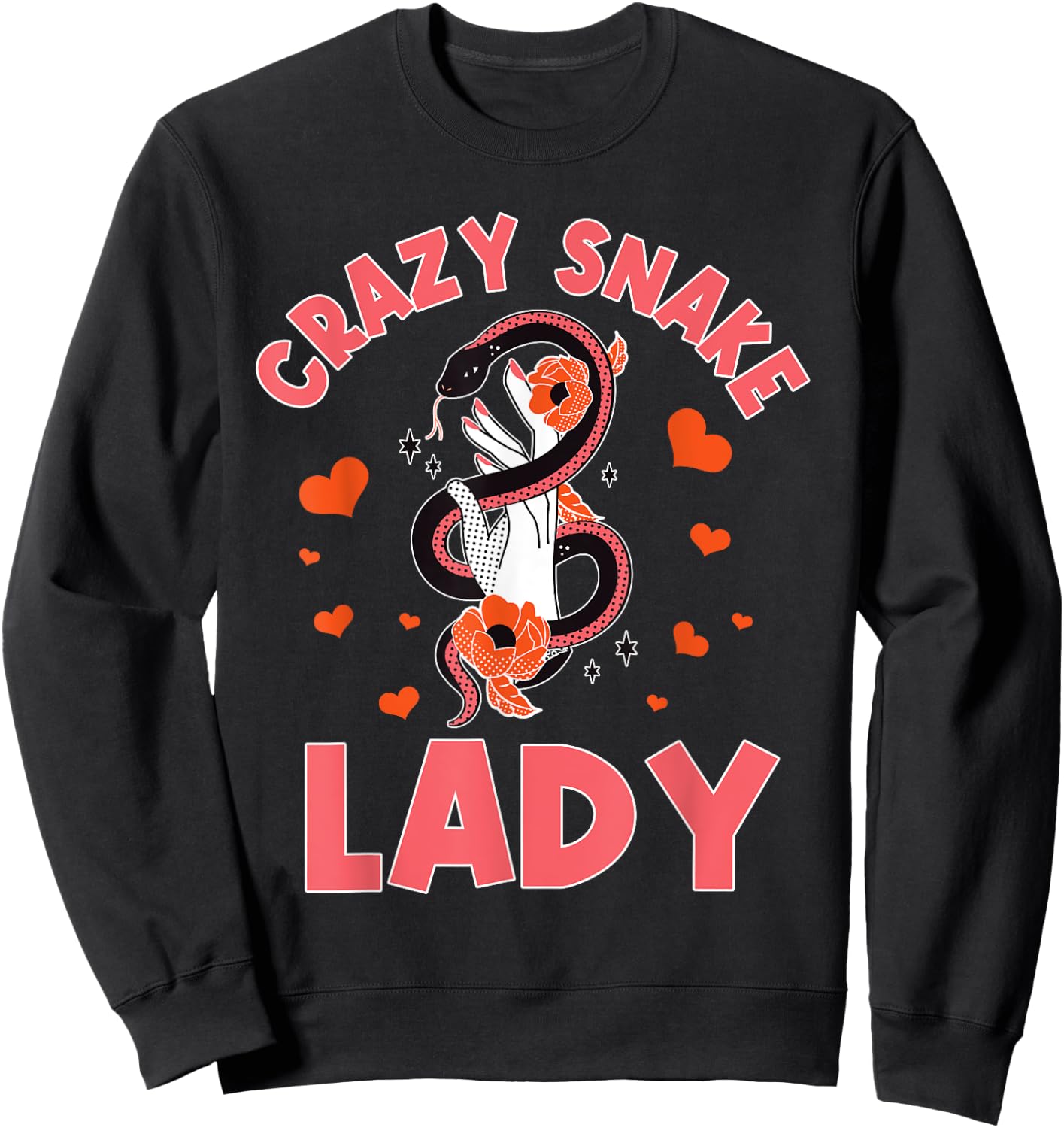 Crazy Snake Lady Snakes Reptile Girl Herpetologist Sweatshirt - Sweatshirt | Black