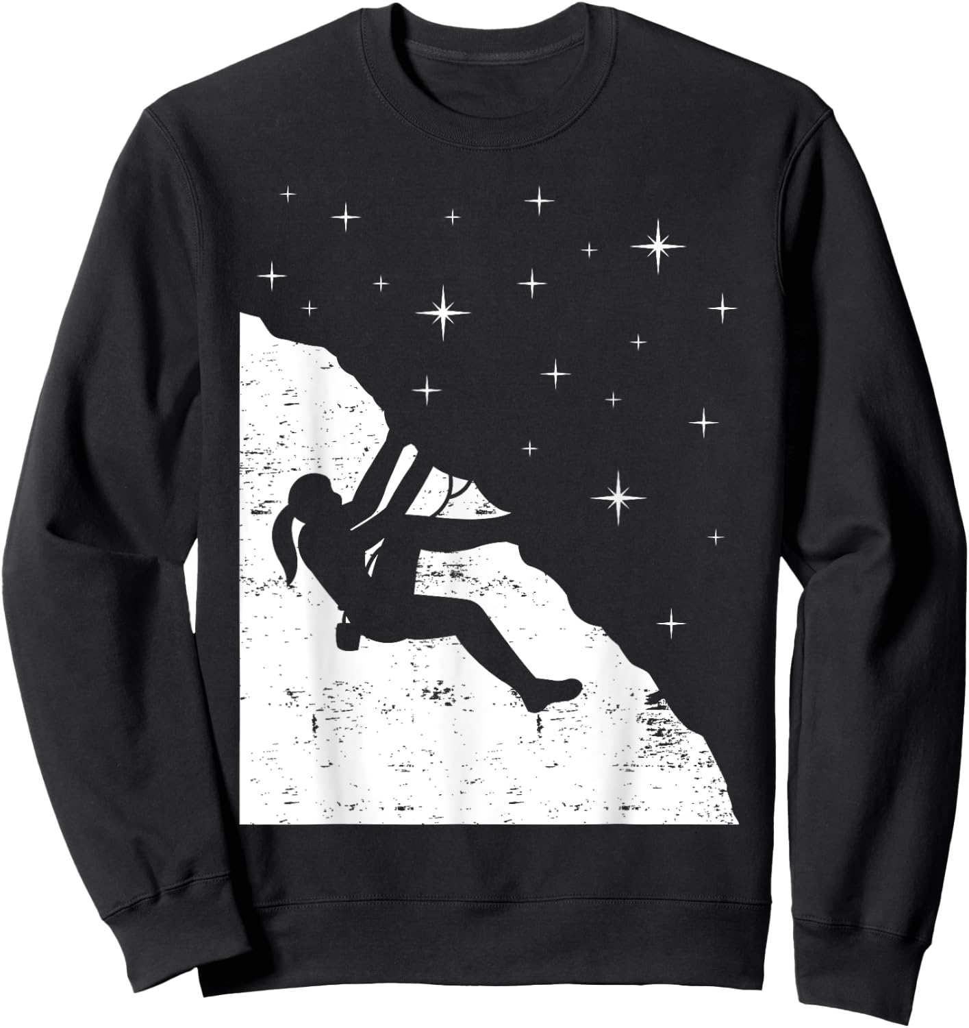 Rock Climbing Mountain Climber Bouldering I Girl Sky Stars Sweatshirt - Sweatshirt | Black