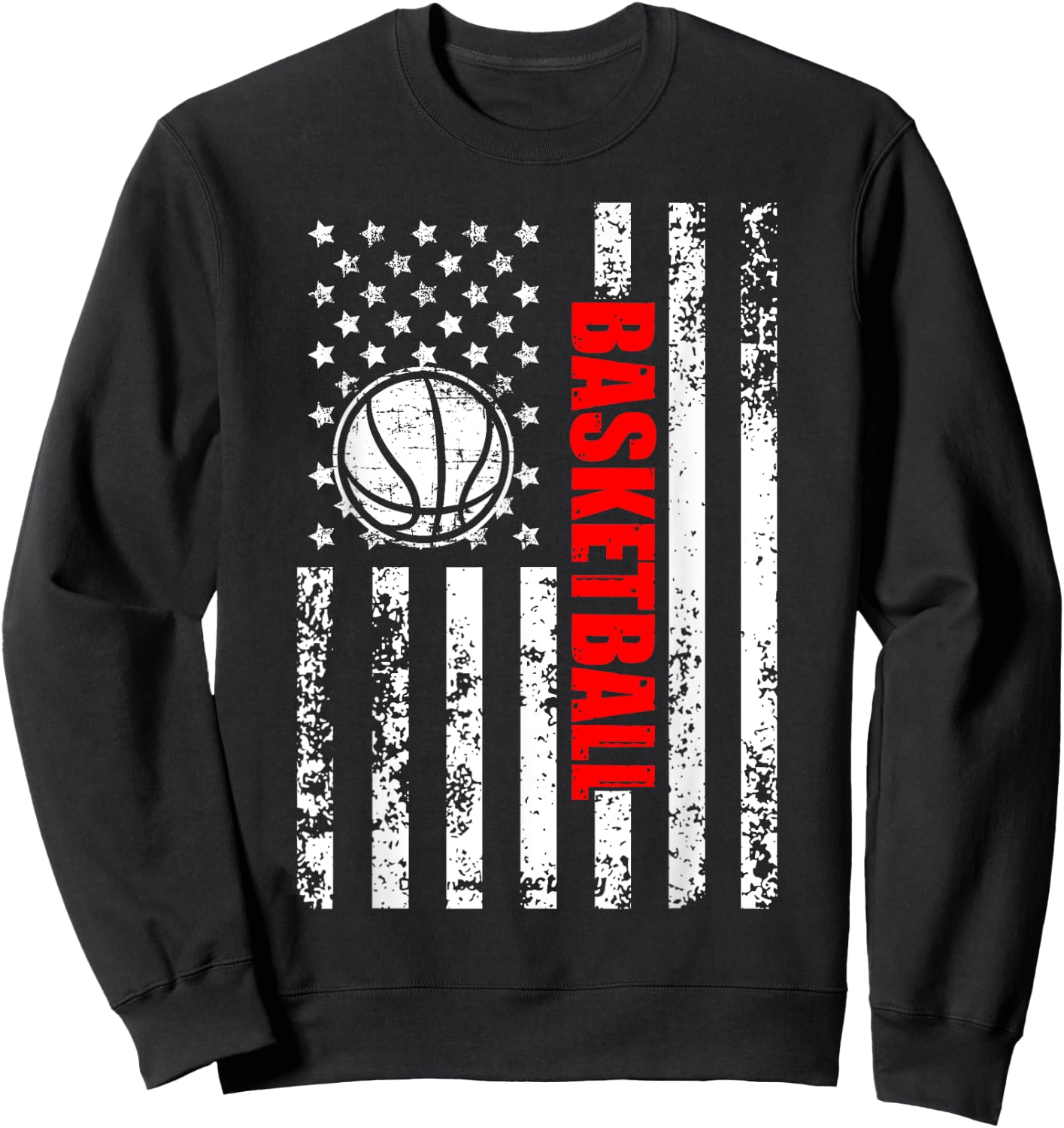 Patriotic US American Flag Basketball Sweatshirt - Sweatshirt | Black
