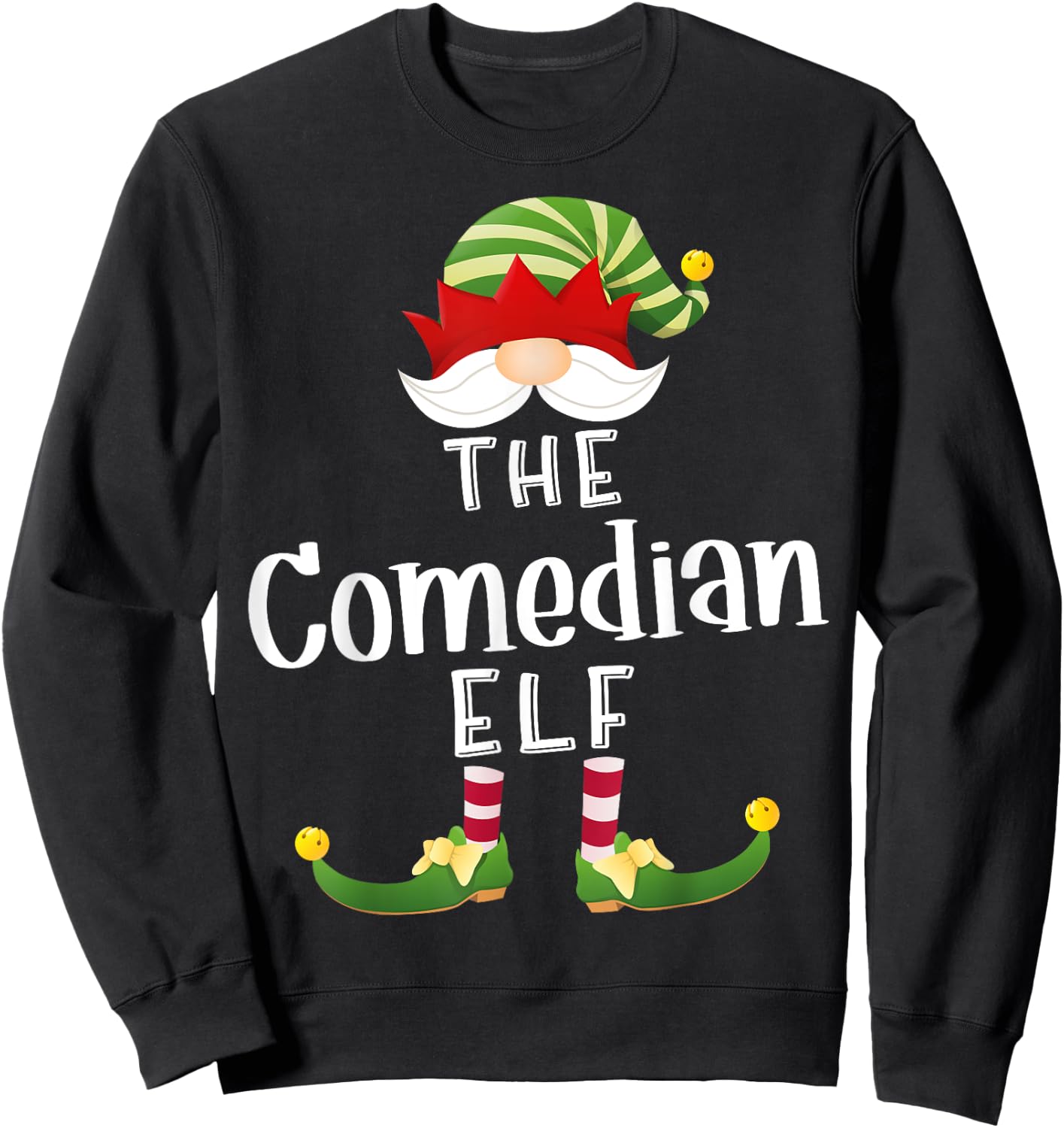 Comedian Elf Group Christmas Funny Pajama Party Sweatshirt - Sweatshirt | Black