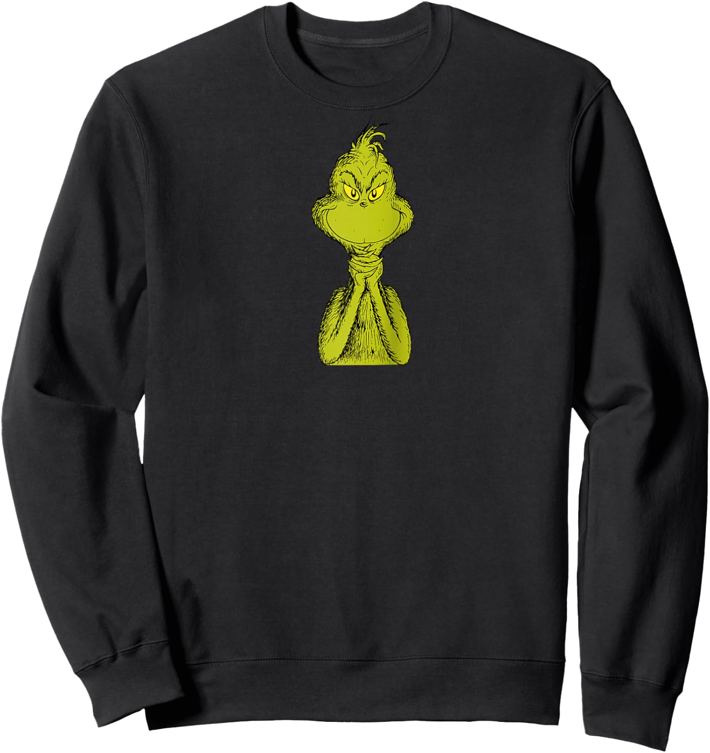 Dr. Seuss Classic Sly Grinch Raglan Baseball Sweatshirt - Sweatshirt | Black
