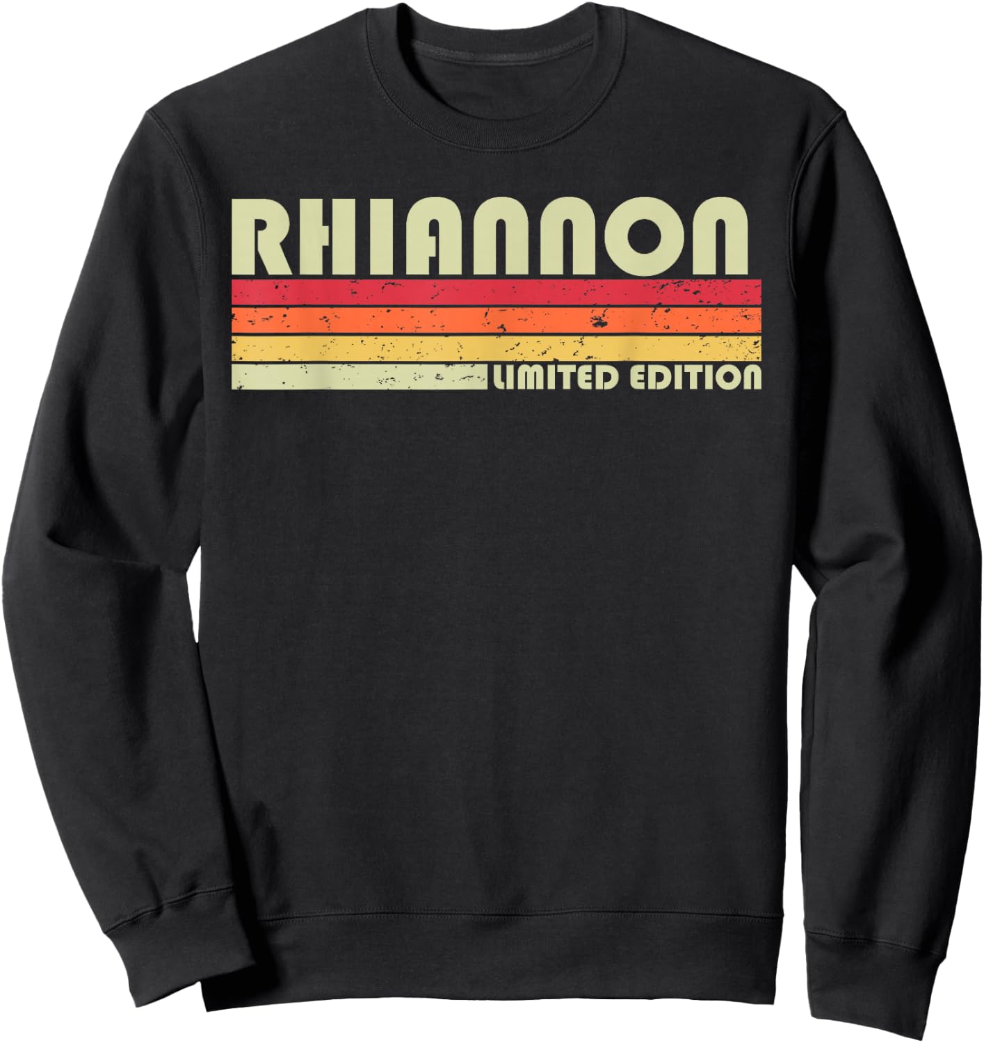 RHIANNON Name Personalized Retro Vintage 80s 90s Birthday Sweatshirt - Sweatshirt | Black