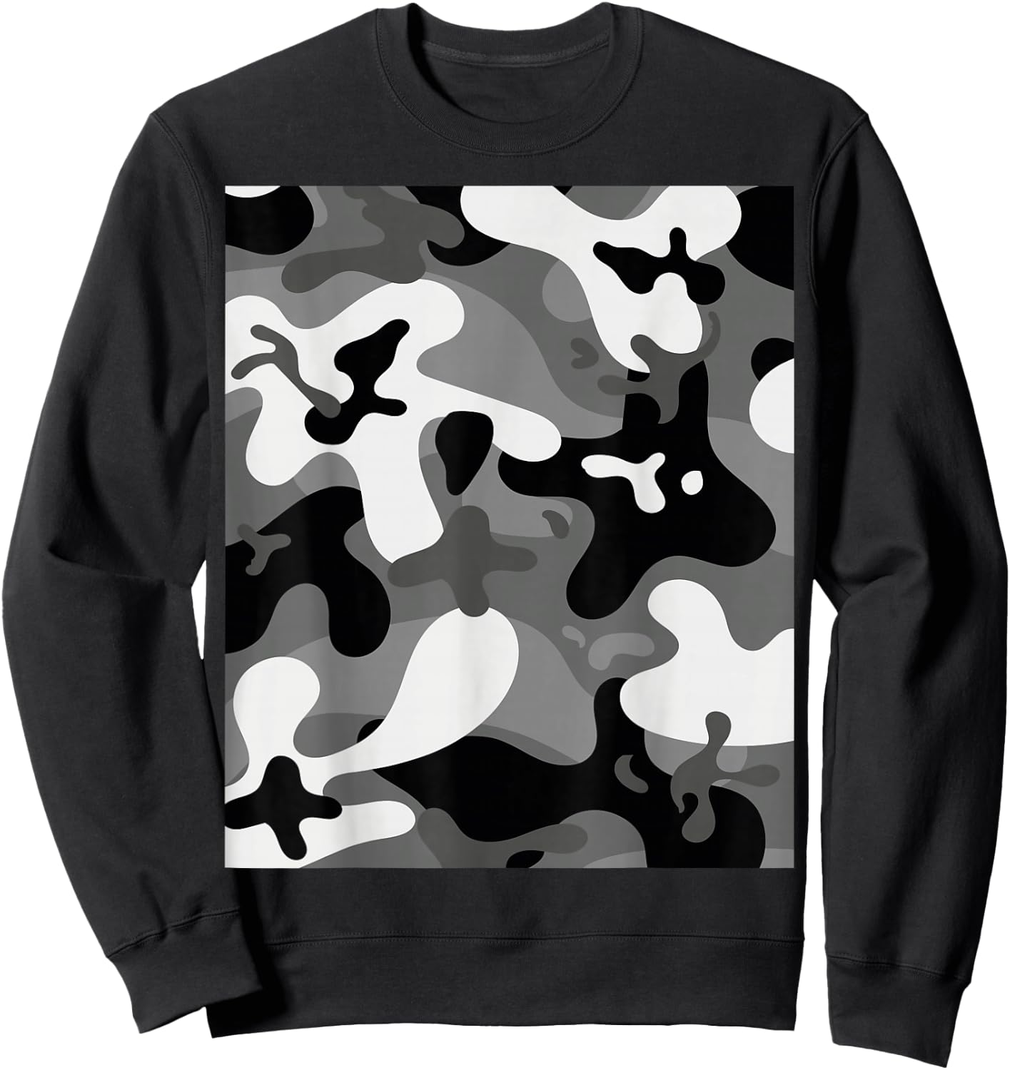 Grey Black White Camouflage Army Military Soldier Camouflage Sweatshirt - Sweatshirt | Black