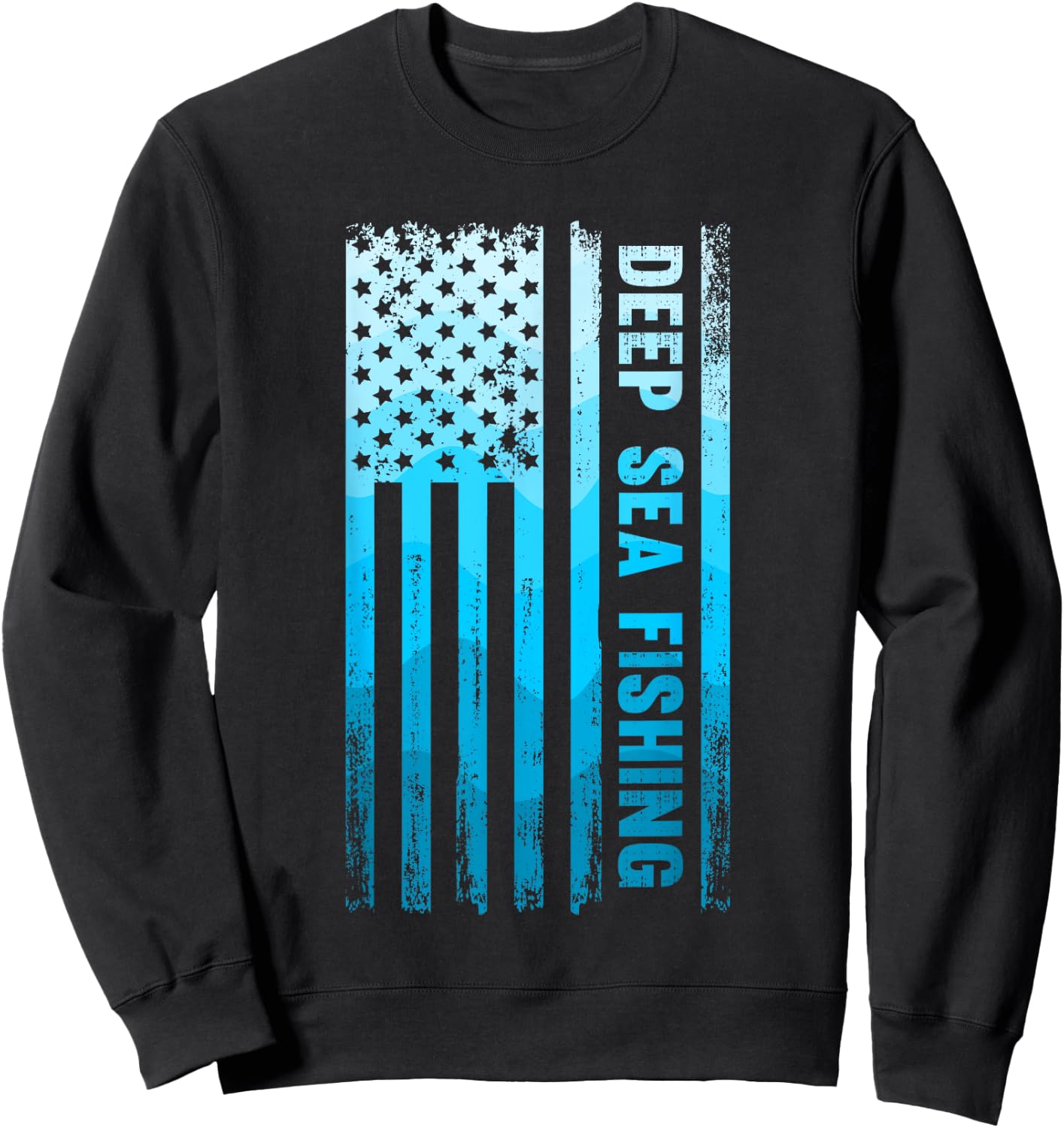 Deep Sea Fishing USA Flag Deep Sea Fishing Rod Man Saltwater Sweatshirt - Sweatshirt | Black