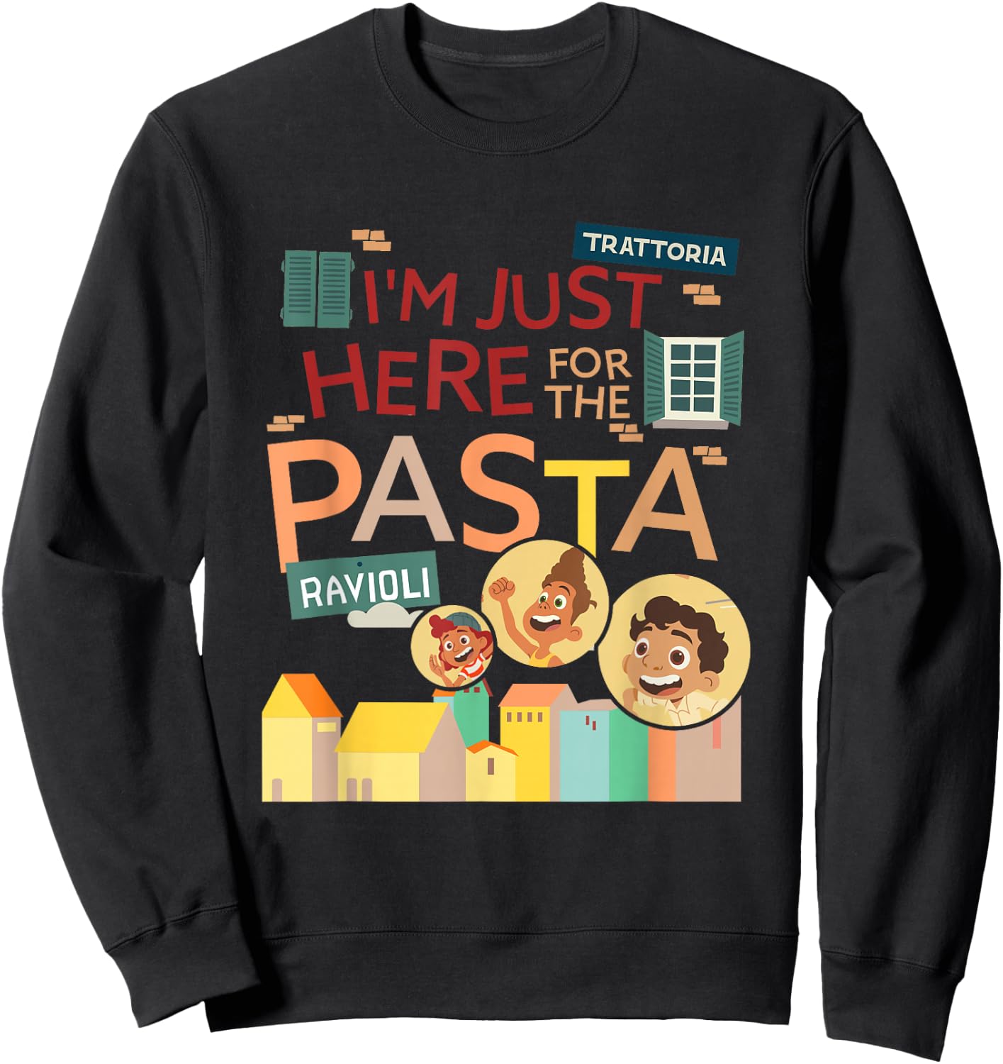 Disney Pixar Luca I'm Just Here for The Pasta Small Sweatshirt - Sweatshirt | Black