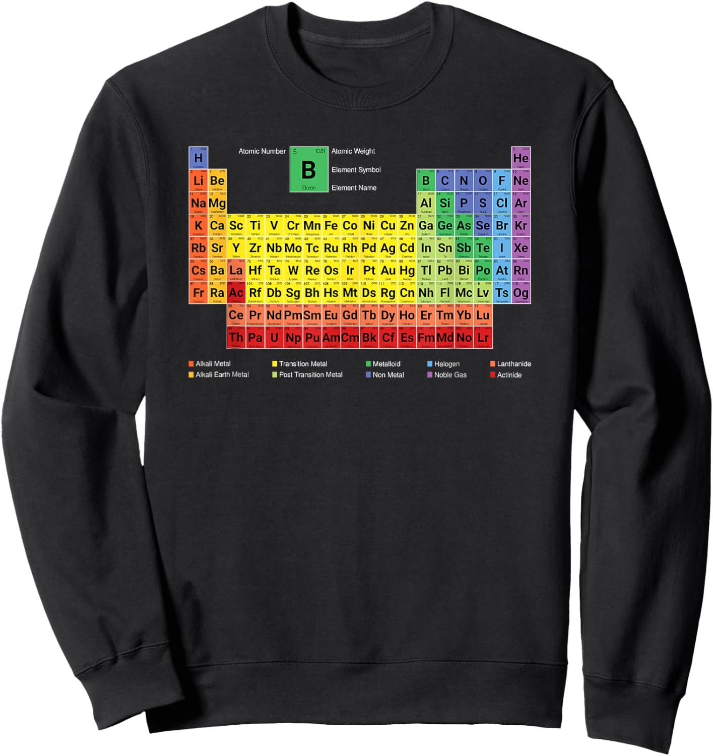 Full Periodic Table of Elements with Description Sweatshirt - Sweatshirt | Black