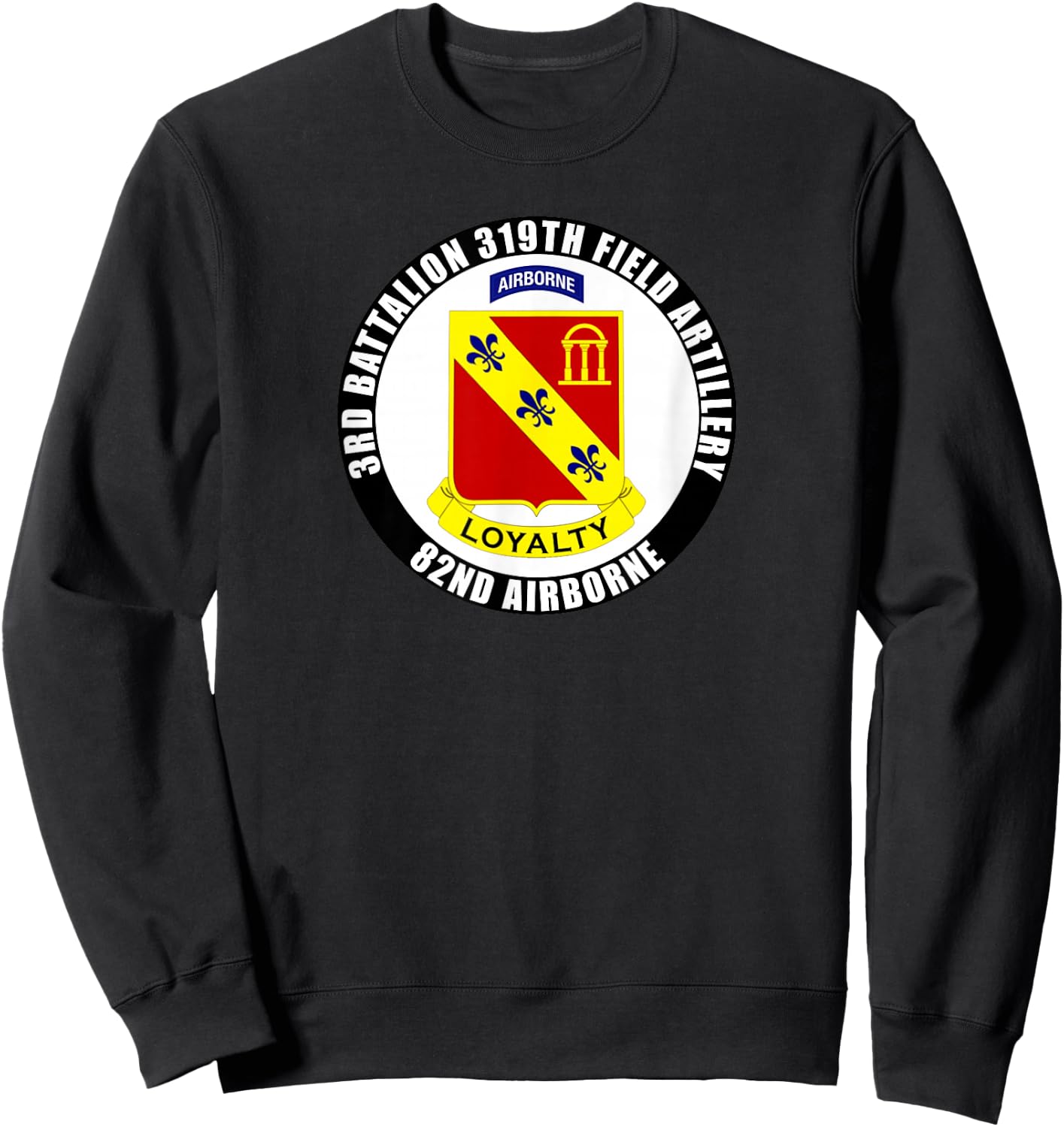 SoldierTees 3rd Battalion 319th Field Artillery 82nd Airborne Division -Adults Black Classic Fit Short Sleeve Sweatshirt - Sweatshirt | Black