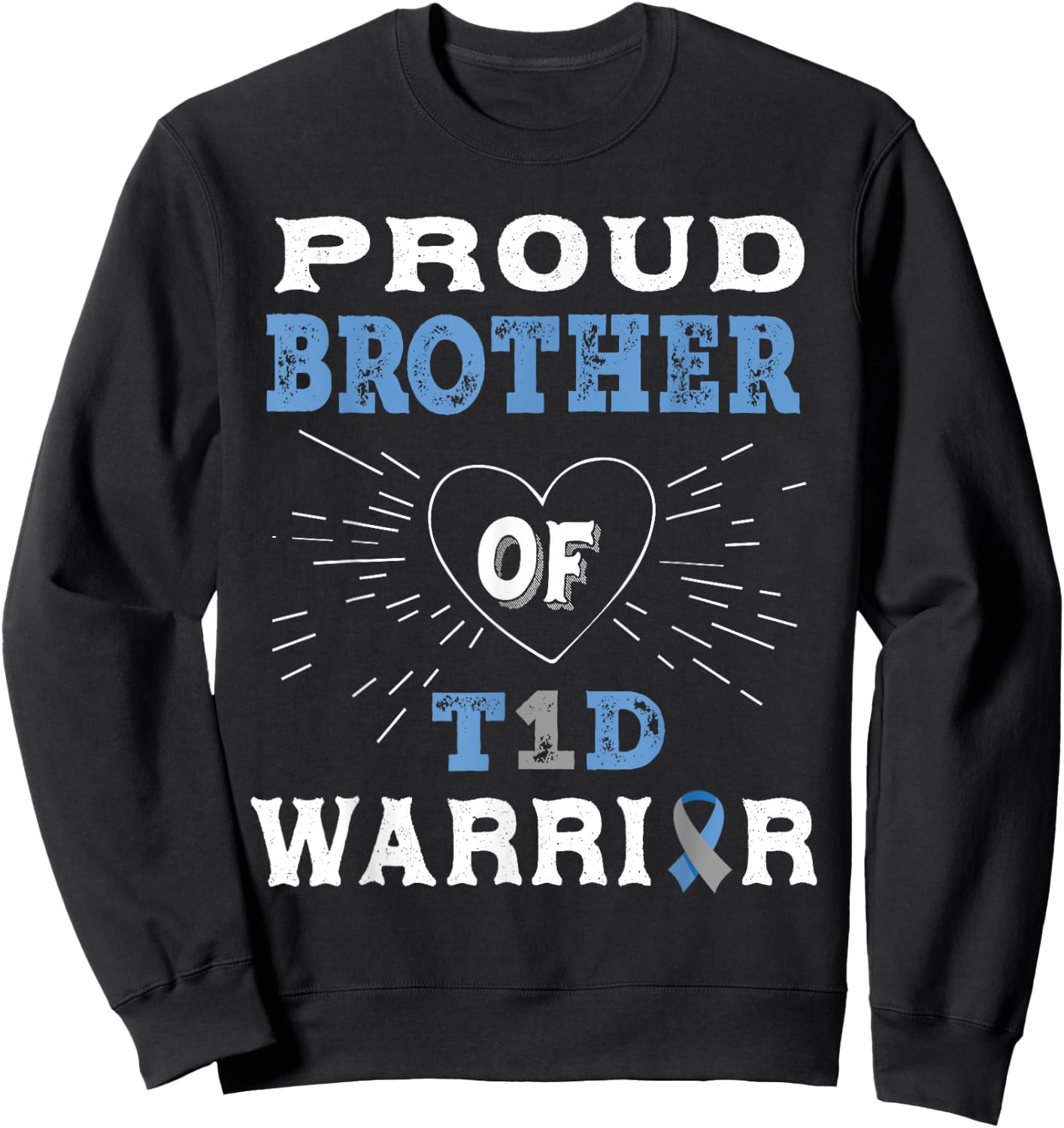 T1D Proud Brother Diabetes Awareness Type 1 Insulin Pancreas Sweatshirt - Sweatshirt | Black