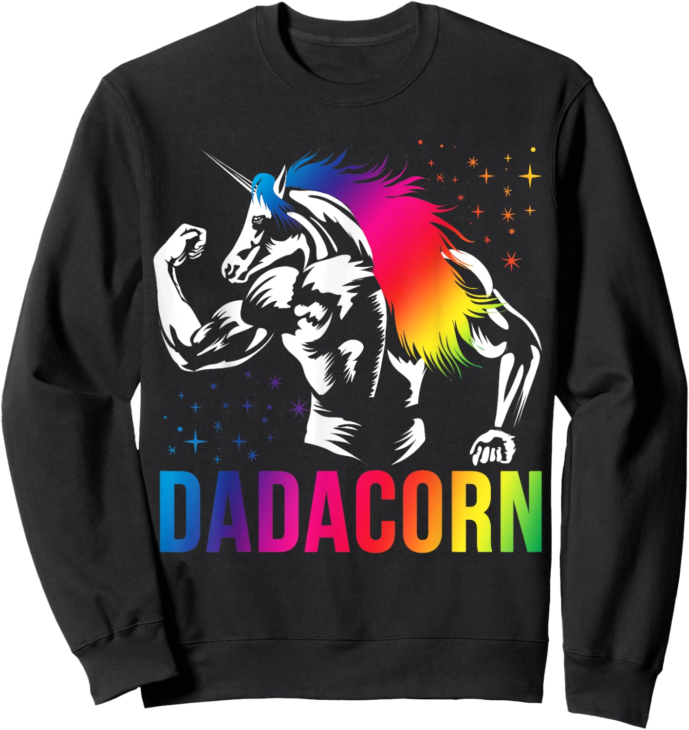 Dadacorn Muscle Fathers Day Joke Daddy Unicorn , Black, Small Sweatshirt - Sweatshirt | Black