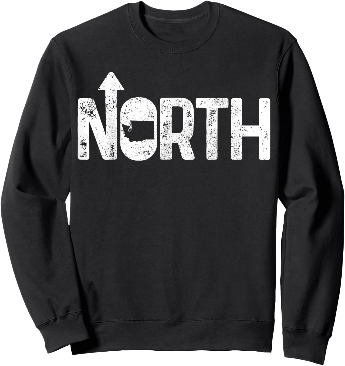 Washington Up North PNW Pacific Northwest State Map Gift Sweatshirt - Sweatshirt | Black