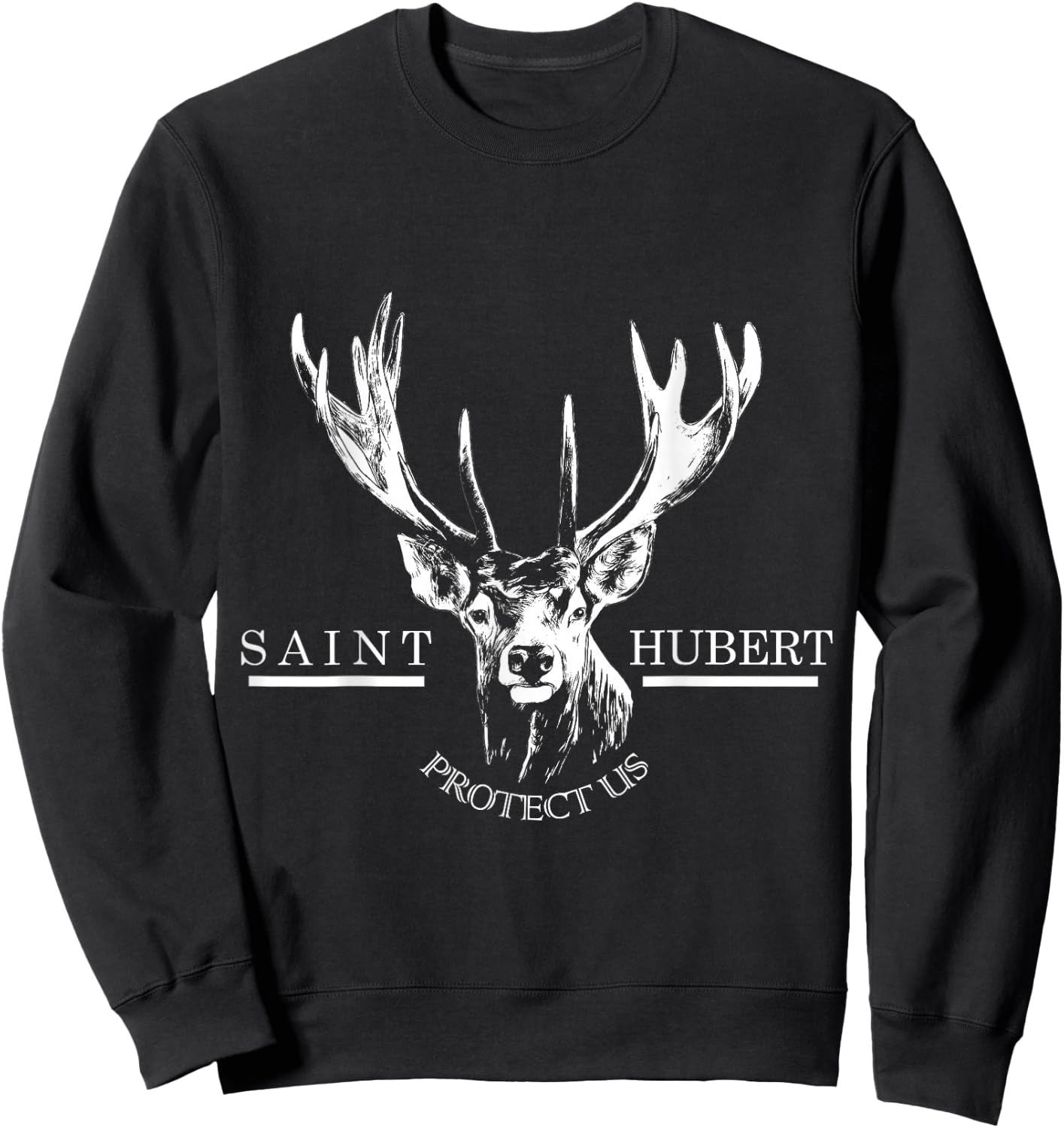 St. Hubert Hubertus Patron Saint of Hunters Stag Gifts Sweatshirt - Sweatshirt | Black