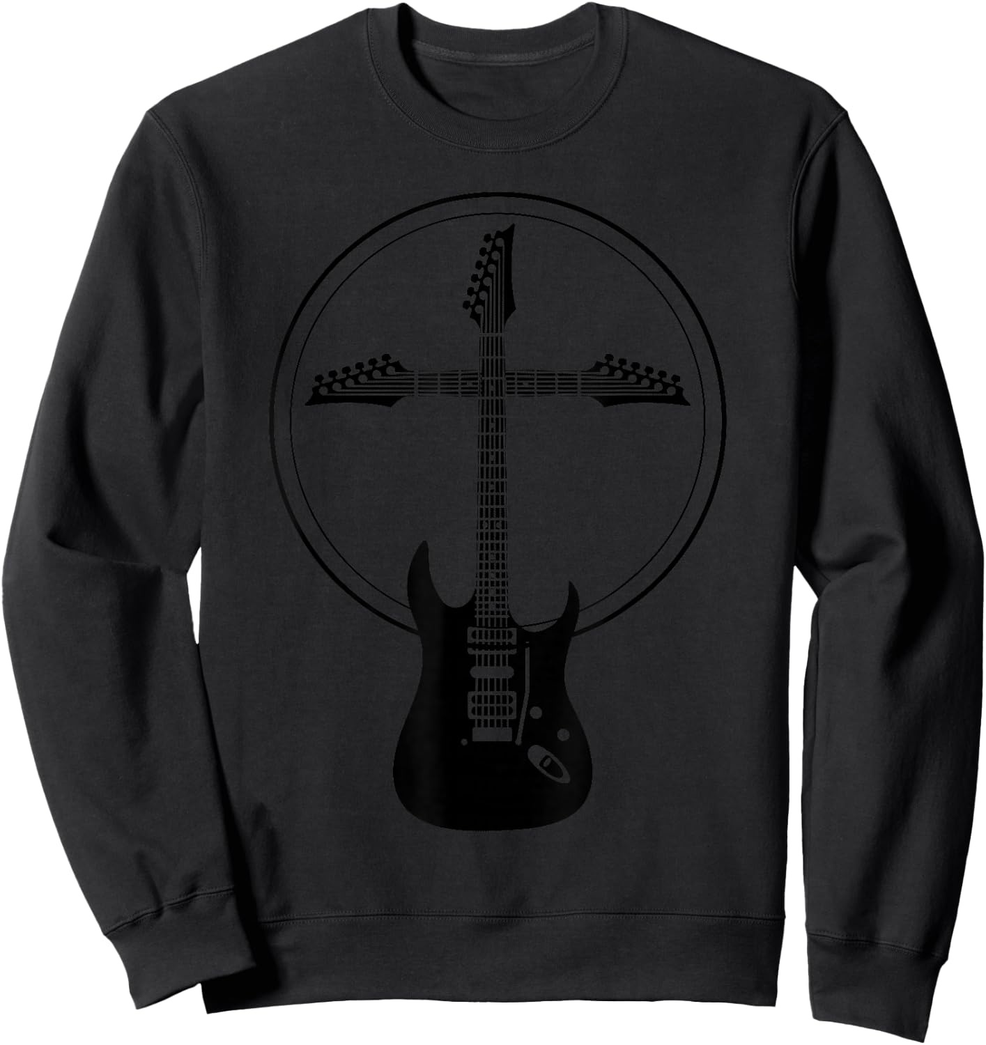 Cool Christian Guitar Cross | Funny Musician Guitarist Gift Sweatshirt - Sweatshirt | Black