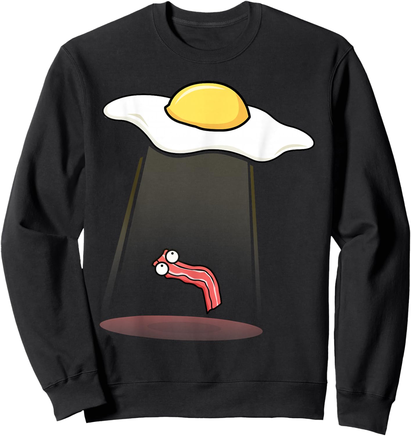 Bacon Kidnapping Bacon Funny Alien UFO Breakfast Galaxy Sweatshirt - Sweatshirt | Black