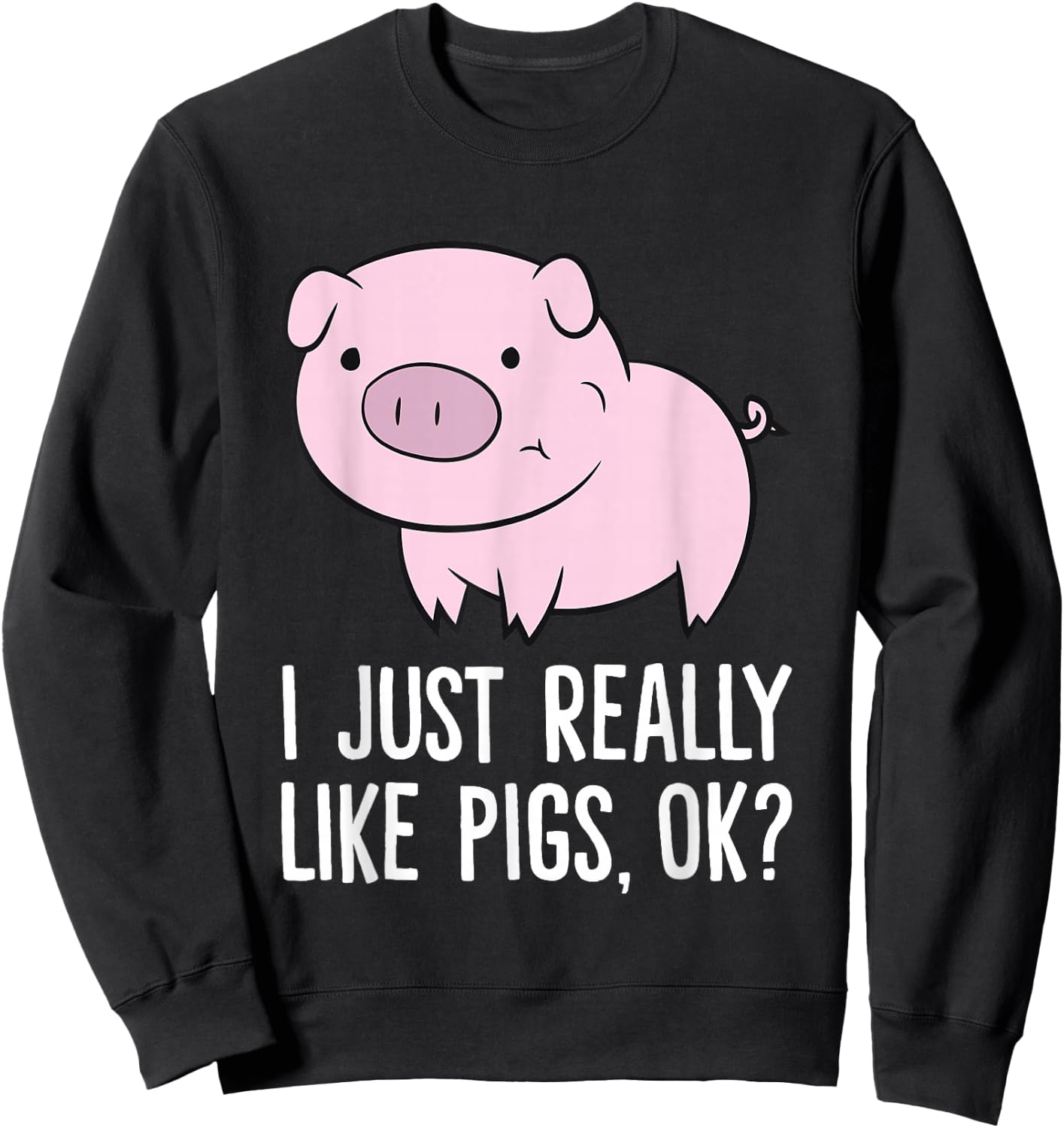 I Just Really Like Pigs, OK? Kids Boys Love Pigs Sweatshirt - Sweatshirt | Black