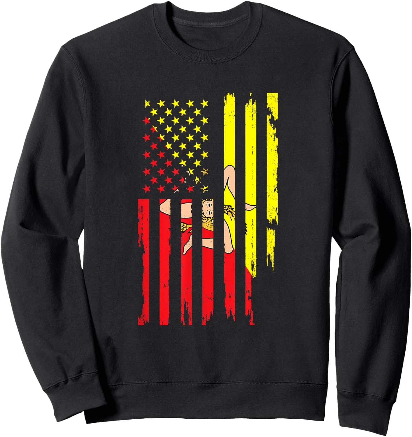 Sicilian American Flag of Sicily USA Sicilian Heritage Flag Women Kids Men Sweatshirt - Sweatshirt | Black