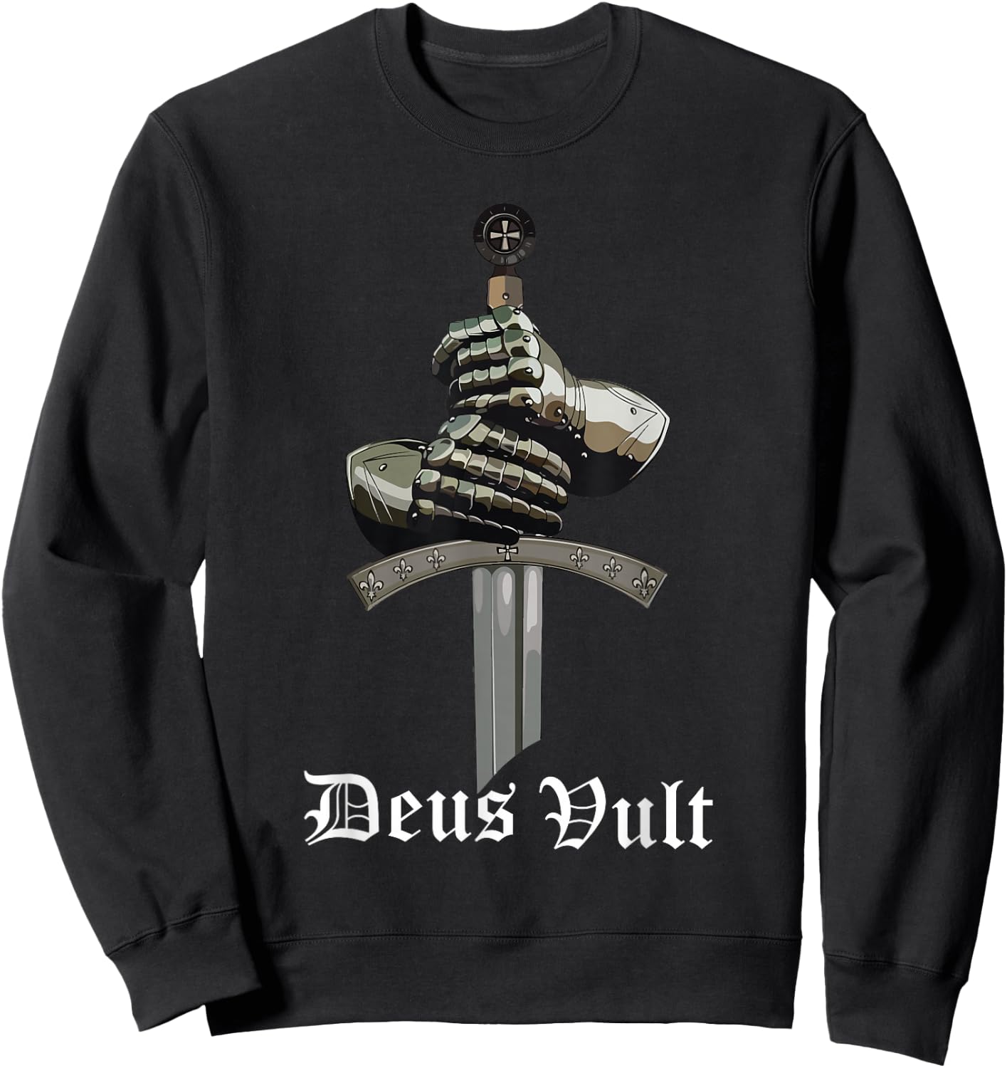 Deus Vult - Catholic Crusader Templar Knight - Sword & Armor Sweatshirt - Sweatshirt | Black