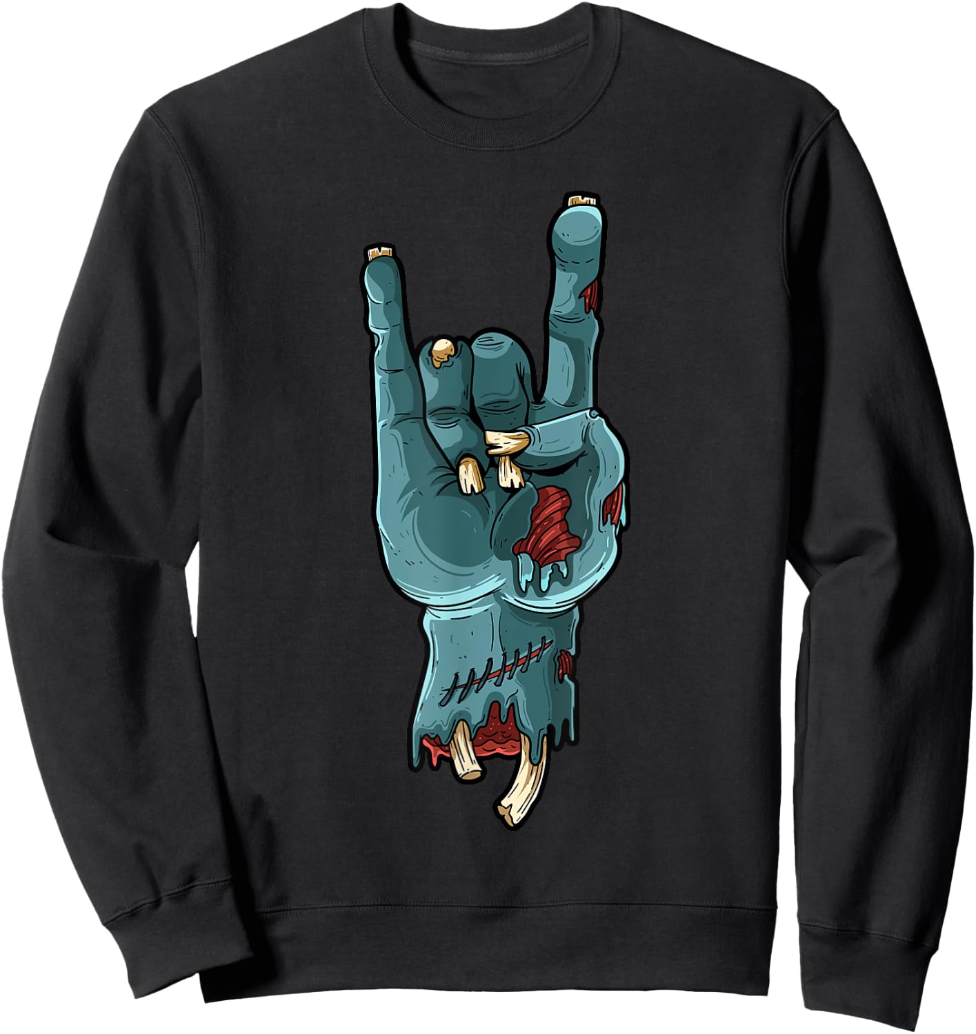 Zombie Hand Funny Halloween Rocker Rock Easy Cosplay Costume Sweatshirt - Sweatshirt | Black