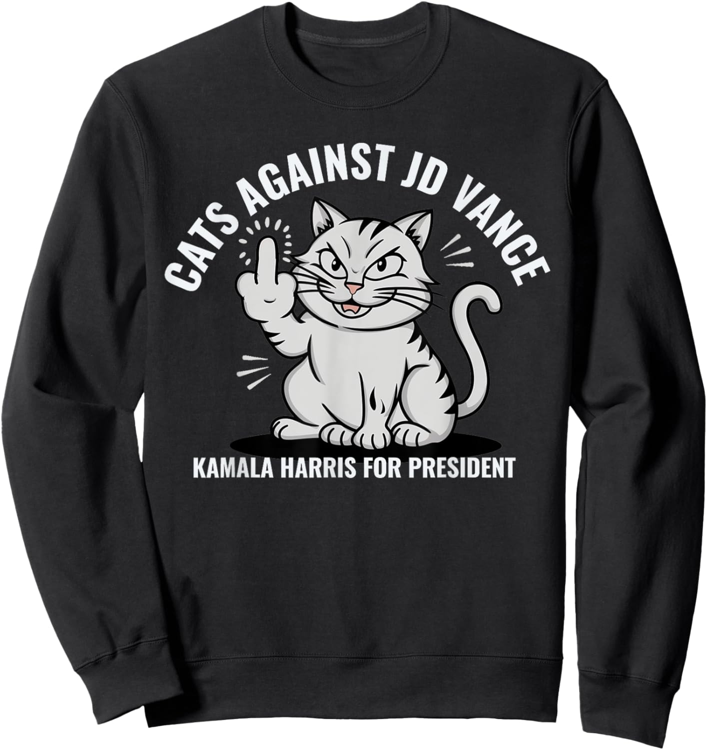 Cats Against JD Vance Vote for Kamala Harris Sweatshirt - Sweatshirt | Black