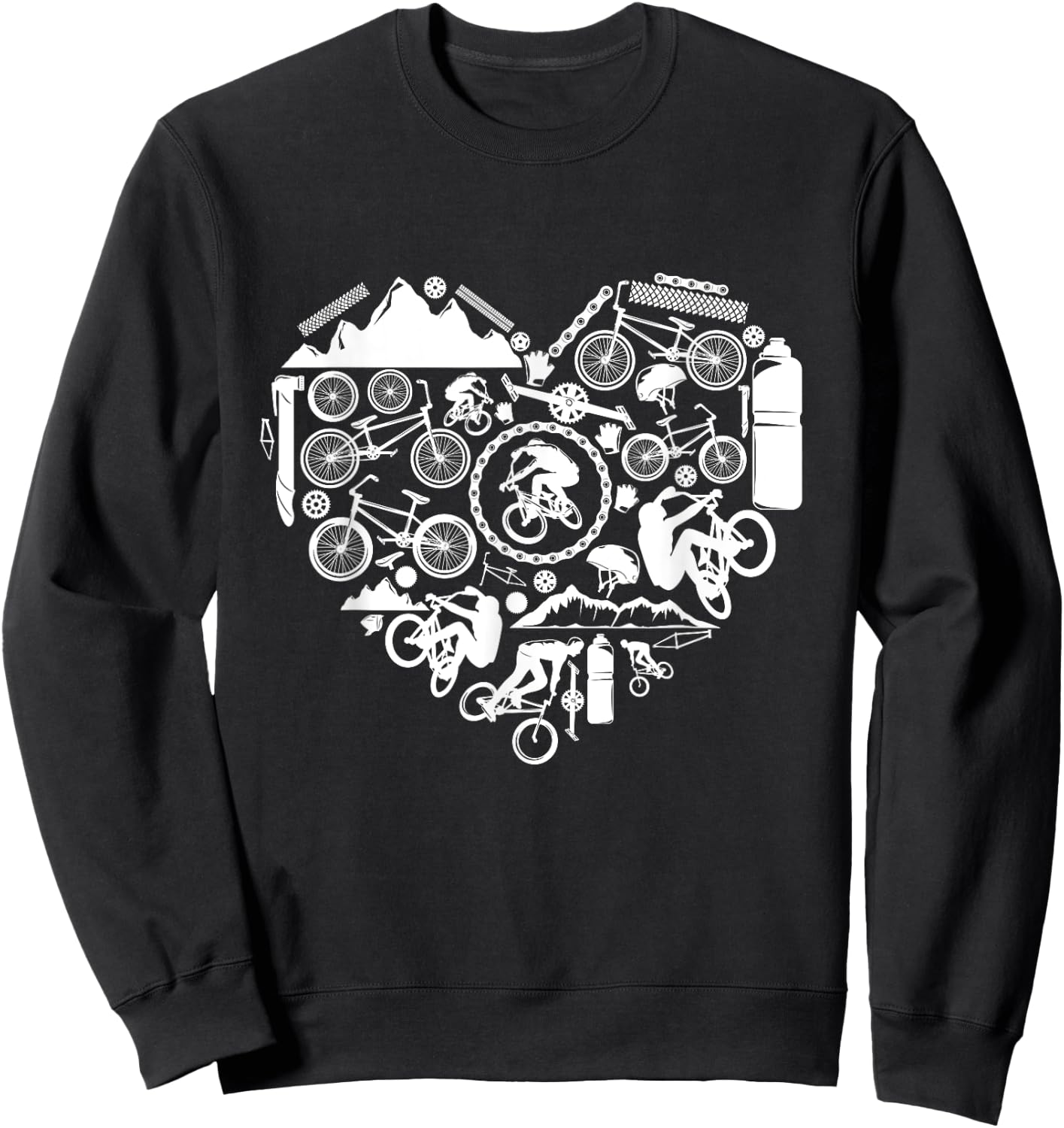 BMX Bicycle heart love Racing Stunt bike biker kids boy men Sweatshirt - Sweatshirt | Black