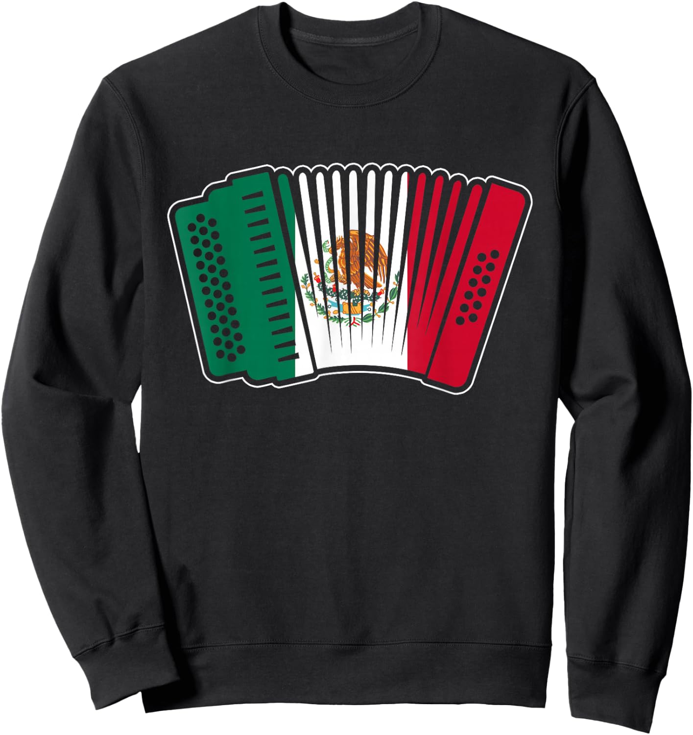 Mexican Flag Accordion Proud Norteño Music Player Sweatshirt - Sweatshirt | Black