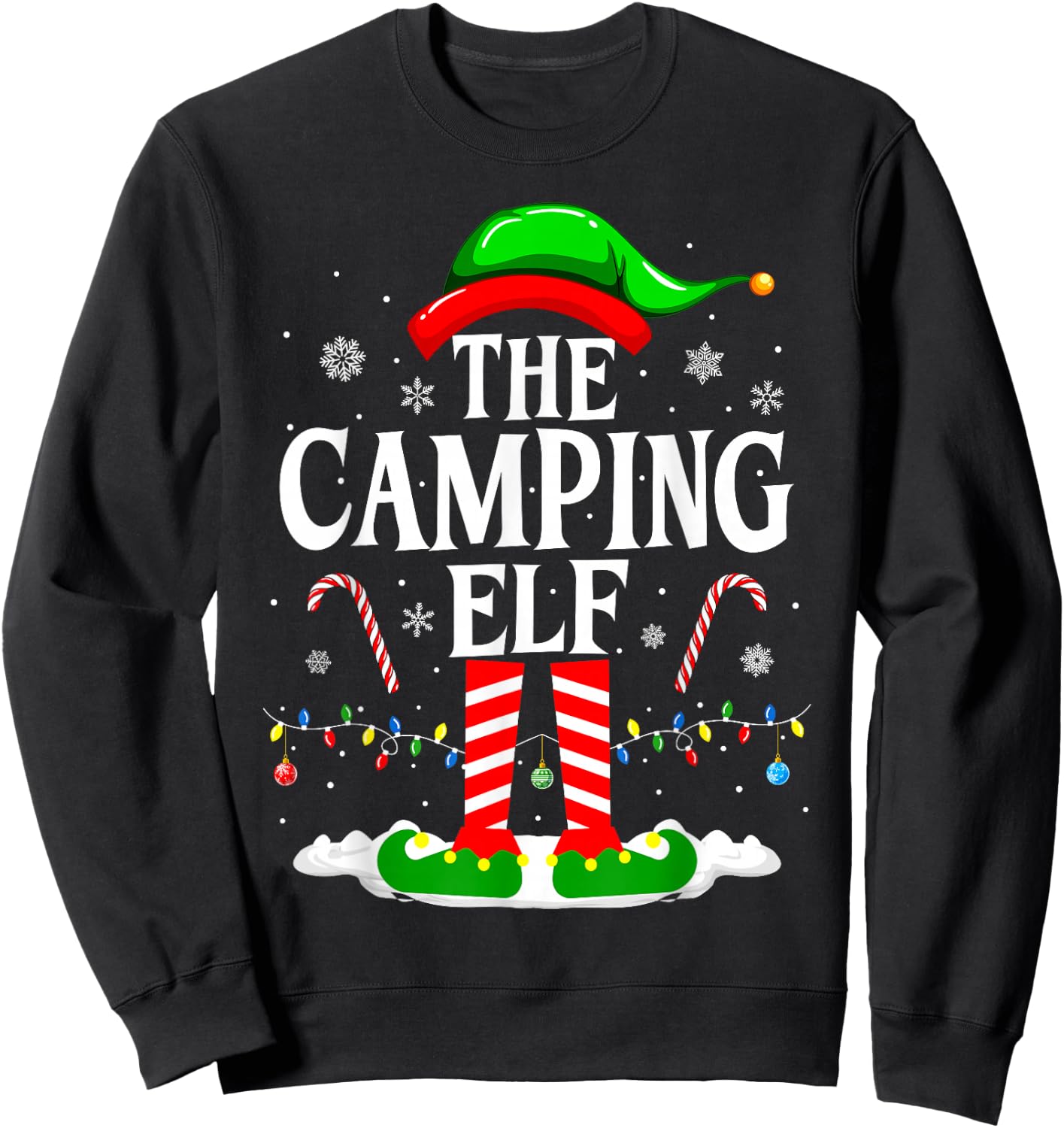 The Camping Elf Xmas Funny Matching Family Group Christmas Sweatshirt - Sweatshirt | Black