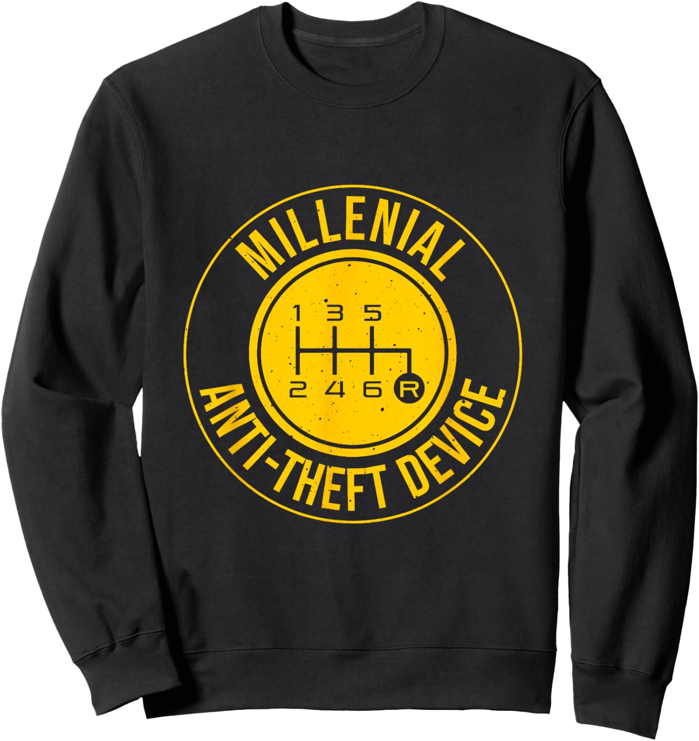 Funny Millenial Anti-Theft Device Gift Men Cool Manual Car Sweatshirt - Sweatshirt | Black