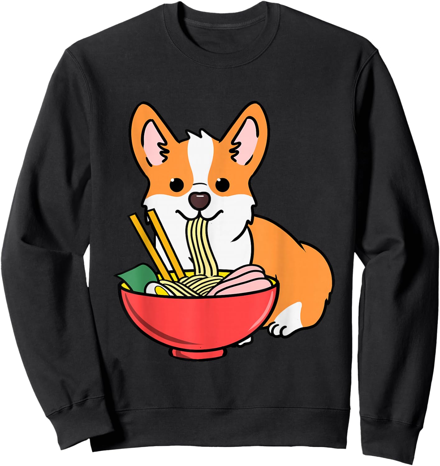 Corgi Eating Ramen Sweatshirt - Sweatshirt | Black