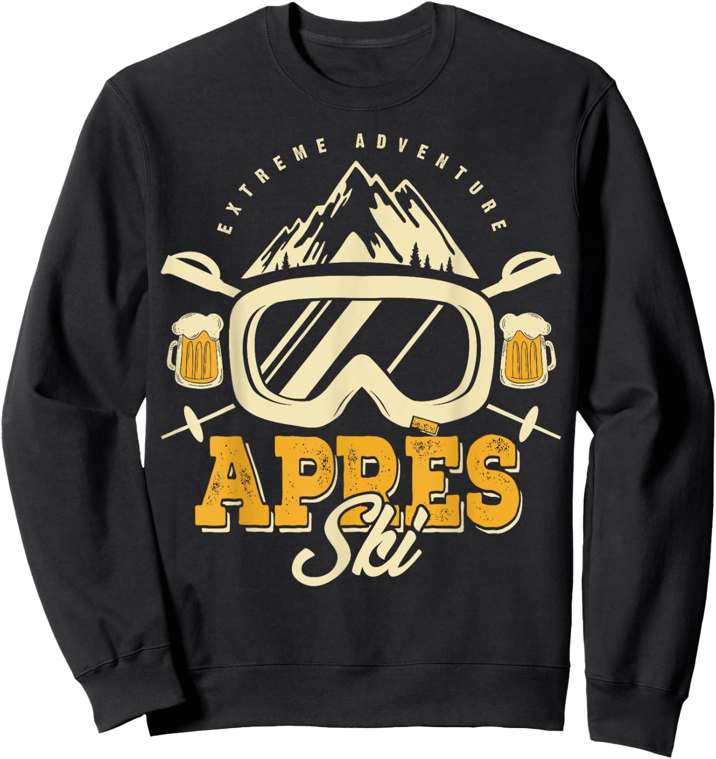 Apres Ski Party Outfit, Beer & Drinks After Skiing,Mountains Sweatshirt - Sweatshirt | Black