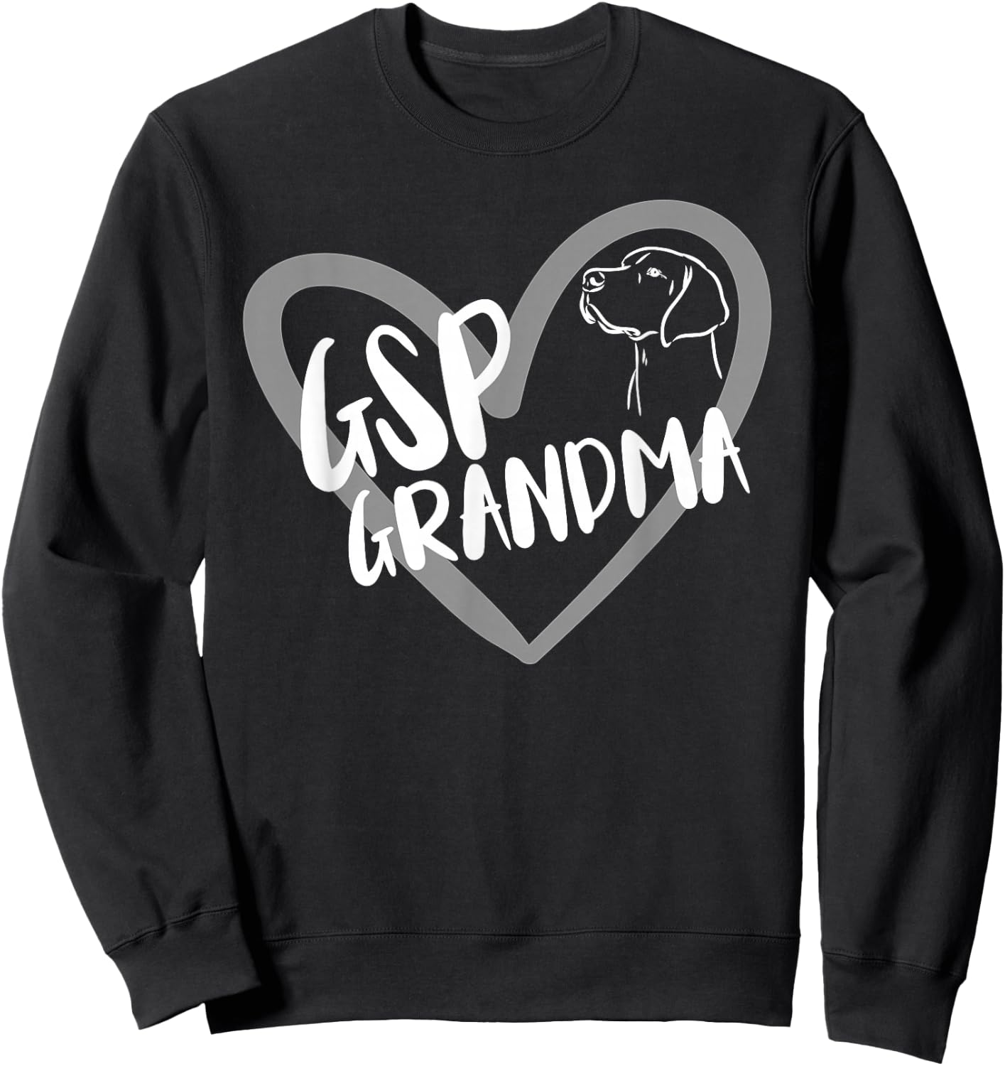 GSP Grandma Heart German Shorthaired Pointer Dog Lover Sweatshirt - Sweatshirt | Black